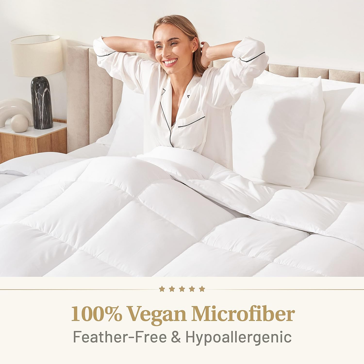Down Alternative Comforter King Size - Fluffy Duvet Insert - Premium Plush All Season - Luxury Breathable Hotel Cooling Comforter - King, White, 104x86 inches - Comes Compressed Packaging