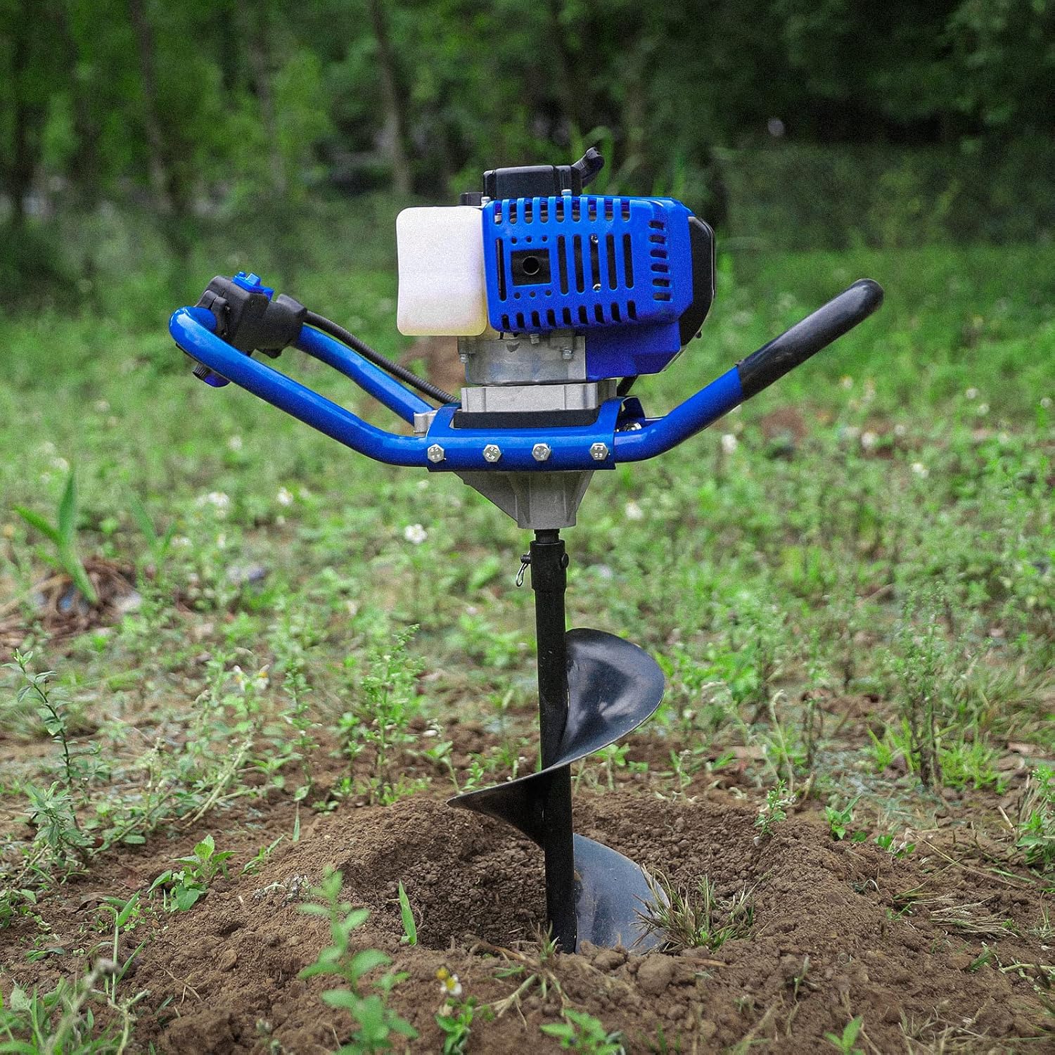 Post Hole Digger Gas Powered, 52cc 2.4 HP 2 Stroke Engine Earth Auger with 8