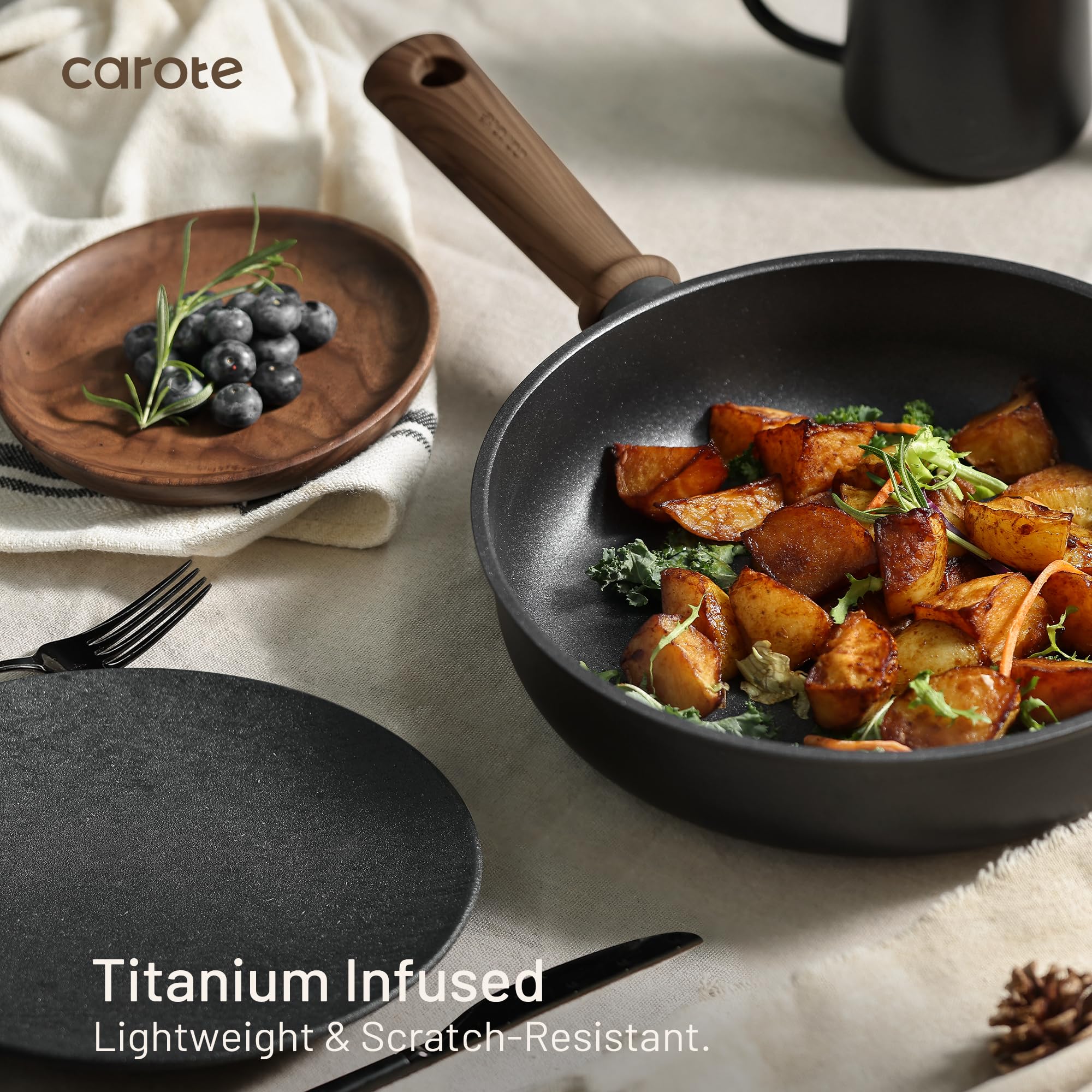 CAROTE Induction Nonstick Titanium Cookware Set 16pcs