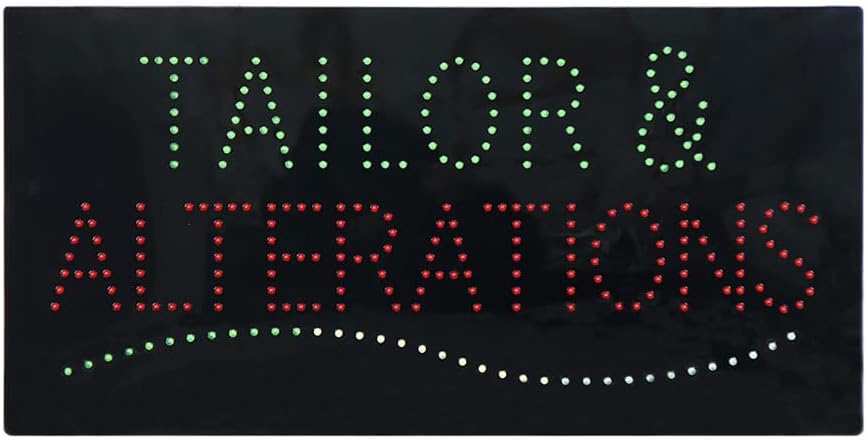 LED Tailor and Alterations Sign for Business, Super Bright LED Open Sign for Tailor, Electric Advertising Display Signboard for Cloth Alteration Service Business Shop Store Window Home Decor.