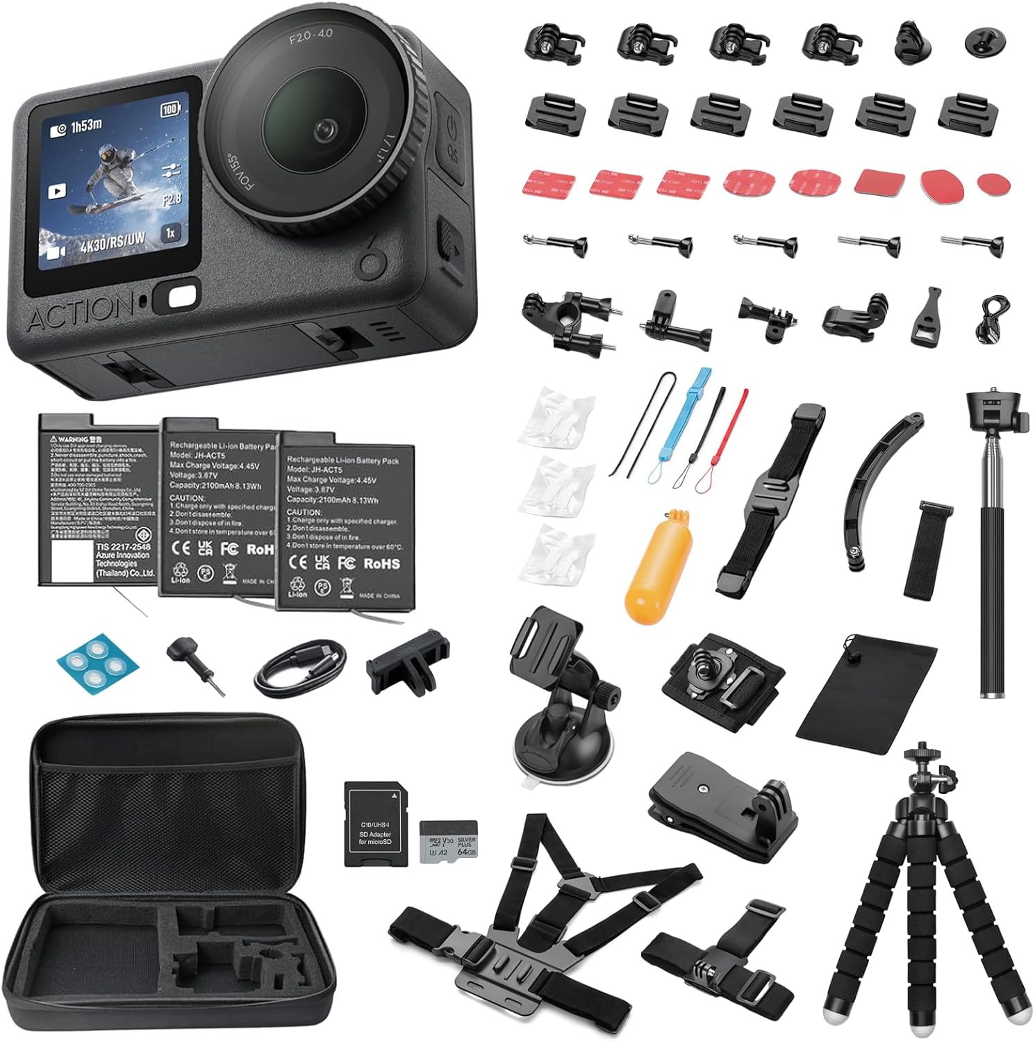 DJI Osmo Action 6 8K Waterproof Action Camera Bundle, 1/1.1