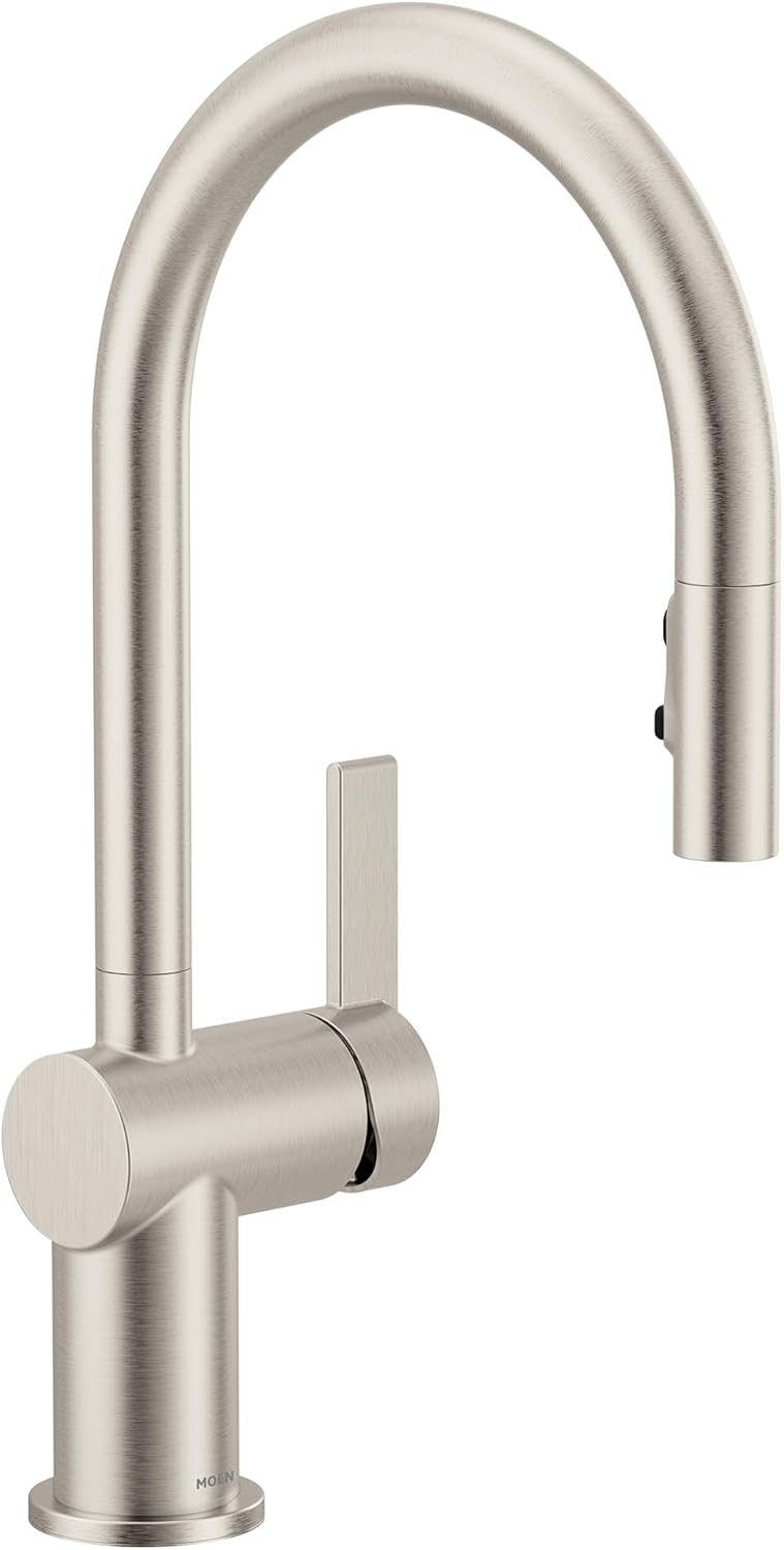 Moen Cia Spot Resist Stainless Modern Pulldown Kitchen Faucet with Power Boost, Includes Optional Chrome Accents, 7622SRS