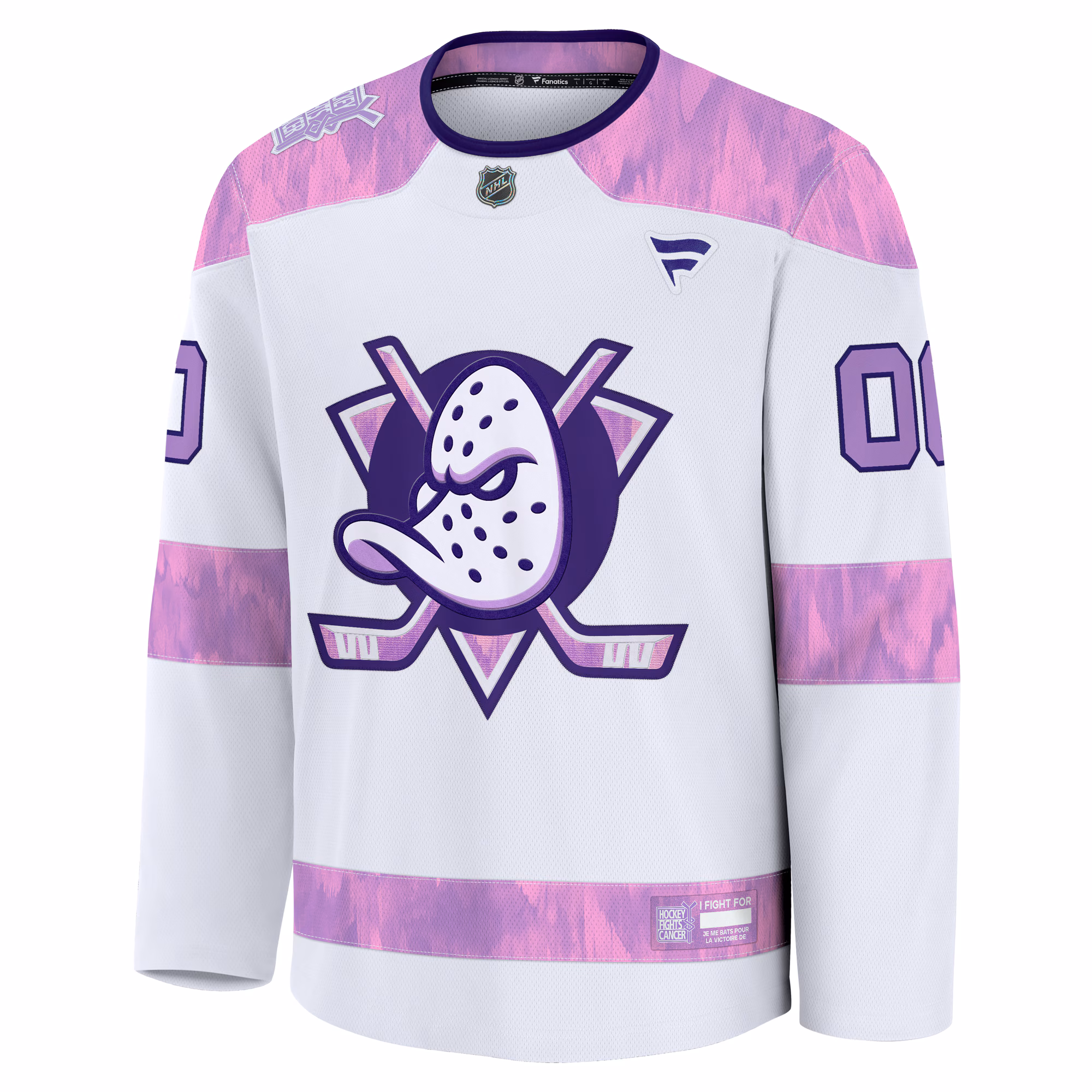 Anaheim Ducks Fanatics 2024 Hockey Fights Cancer Custom Practice Jersey - White