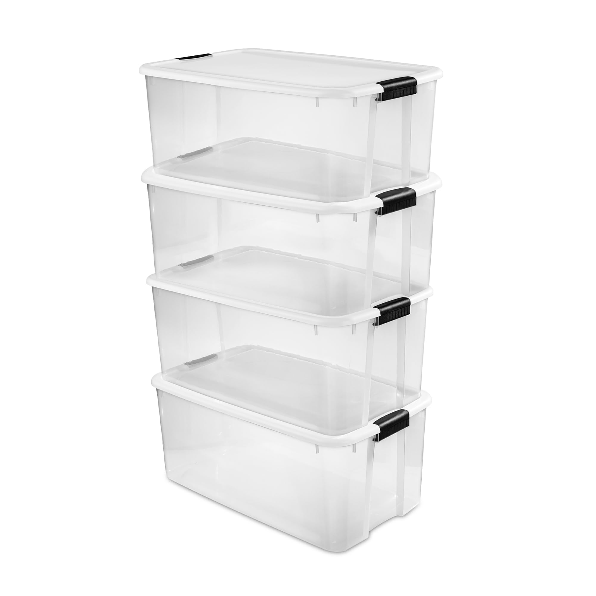 STERILITE 4-Pack Clear Plastic Storage Bins with Lids - 116 Quart