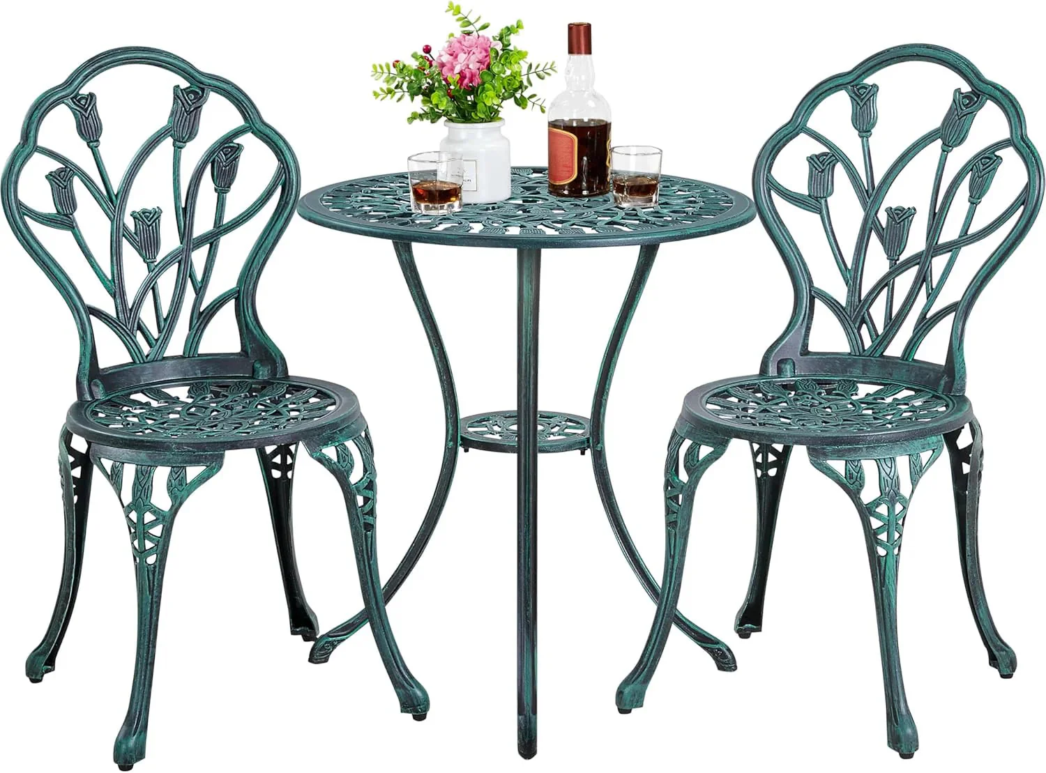 Patio Bistro Sets 3 Piece Cast Aluminum Bistro Table