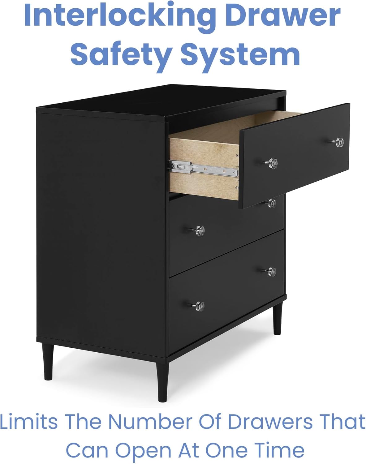 Delta Children Bowie 3 Drawer Dresser with Changing Top, Black Ebony