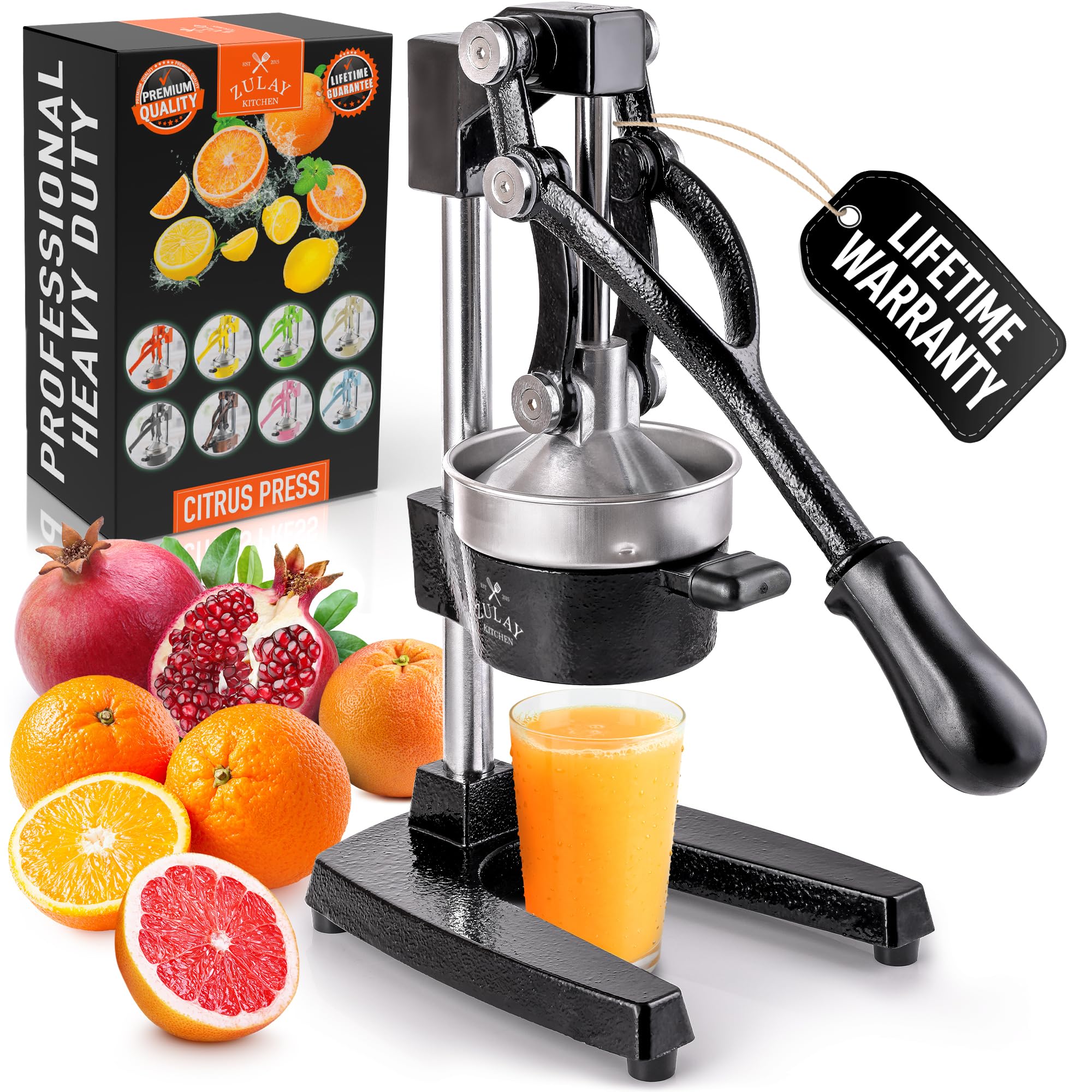 ZULAY KITCHEN Cast Iron Juicer - Heavy-Duty Manual Citrus Press