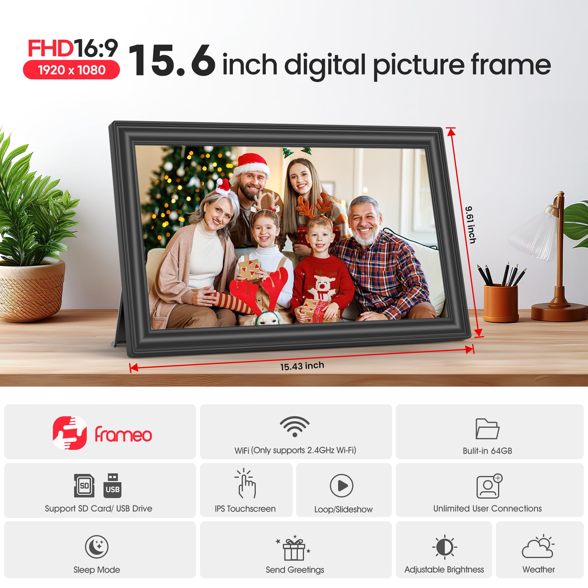 BIGASUO 64GB Frameo 15.6