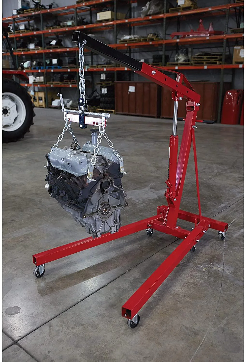 Strongway Hydraulic Engine Hoist with Load Leveler C 2 Ton Capacity, 1in. 82 5/8in. Lift Range