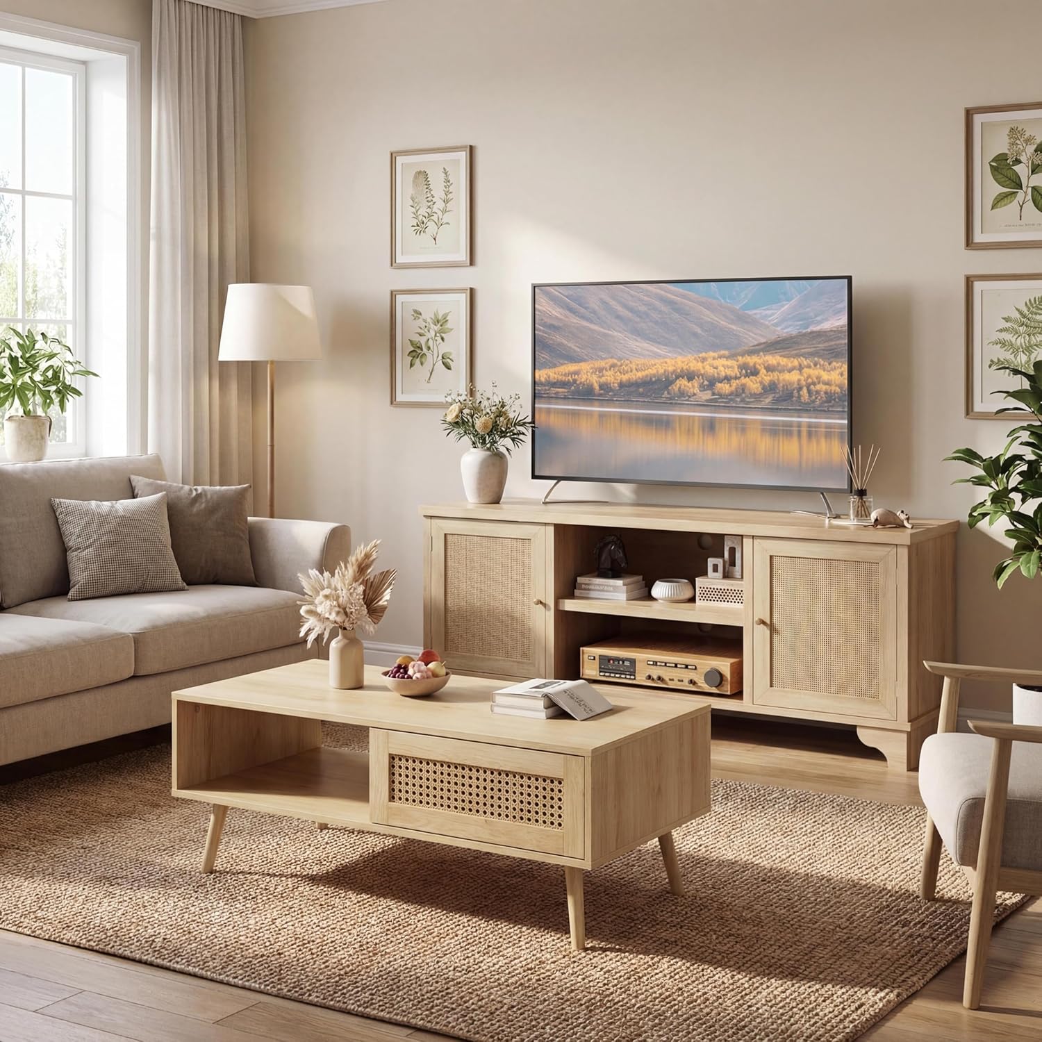IDEALHOUSE Living Room Table Sets of 2, Includes 62