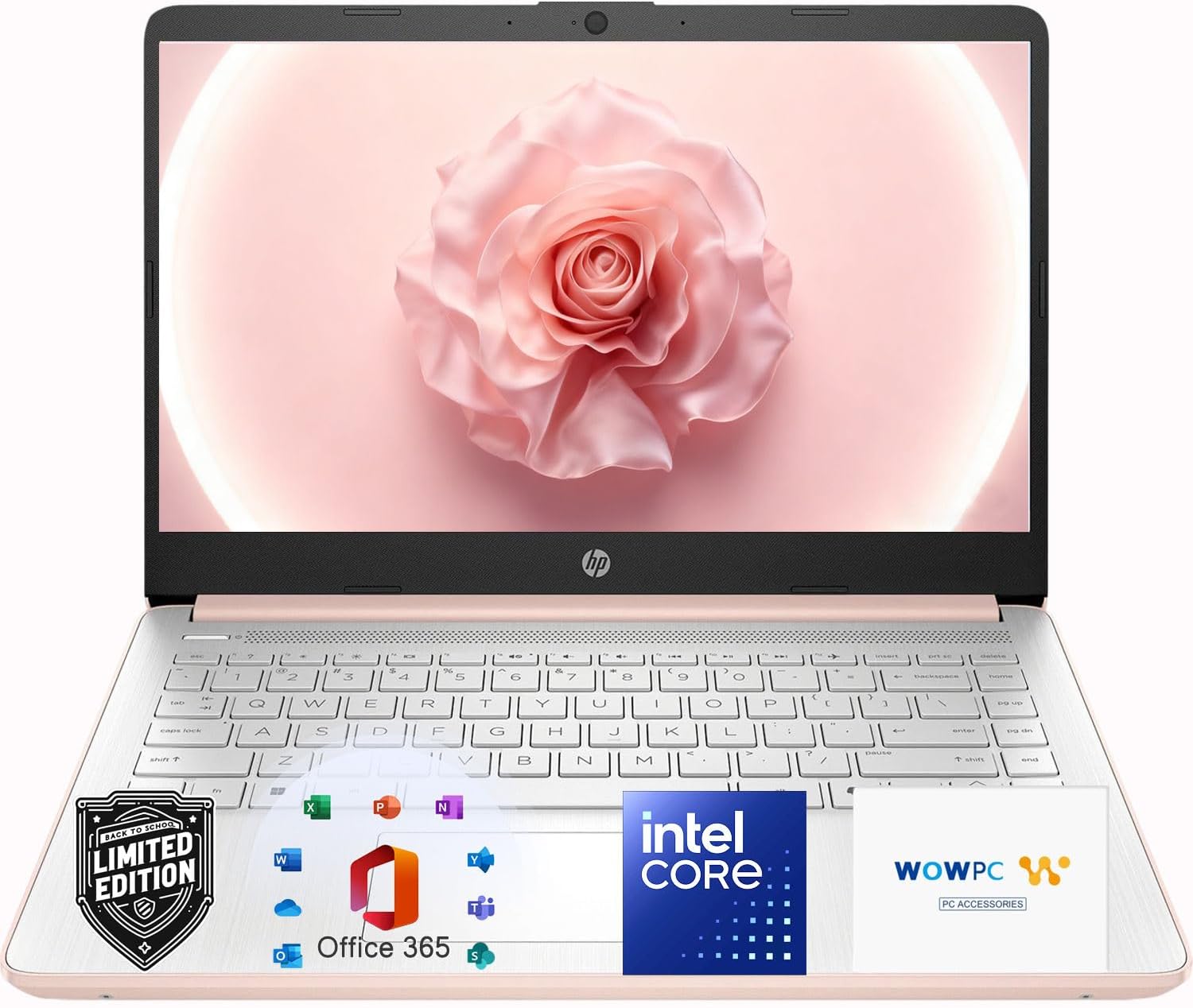 HP 14″ Rose Gold Laptop | 2026 Edition | Microsoft 365 | Copilot AI | Intel Processor | 4GB RAM Memory & 64GB SSD | Windows 11 | Portable Student Laptop