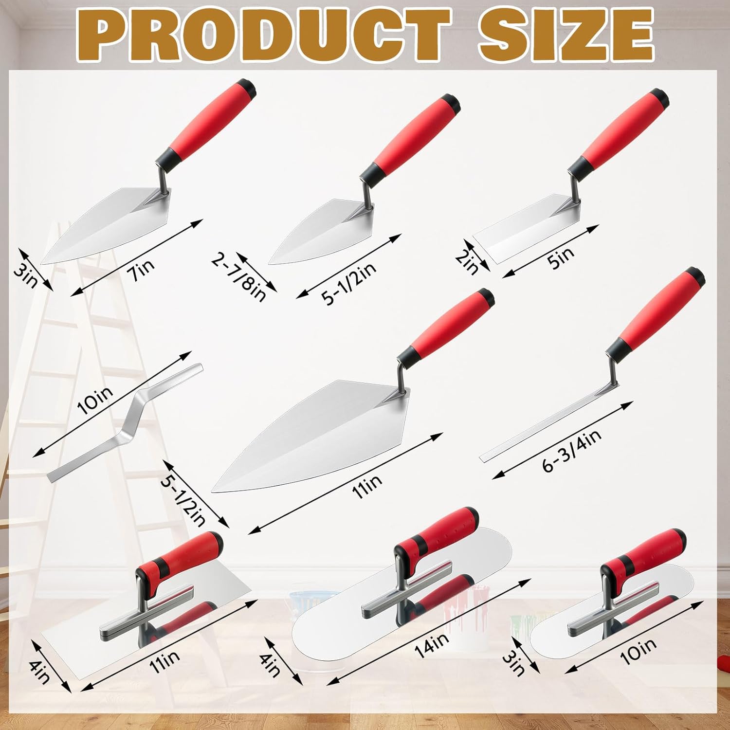 SiliFine 18 Pcs Masonry Trowel Construction Tool Kit with Tool Bag, Includes Putty Knives, Gloves Rebar Hooks, Stainless Steel Tools for Home, DIY, Concrete Masonry Work(Orange)