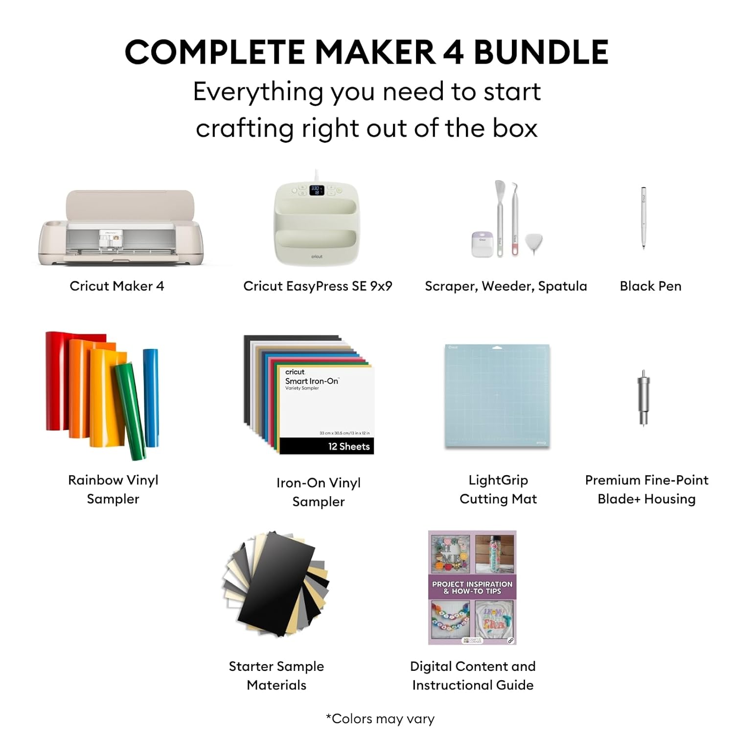 Cricut Maker 4 T-Shirt Making Bundle - Cutting Machine with EasyPress SE Heat Press, Vinyl & Iron-On Kit for Custom Apparel, Tote Bags & DIY Projects