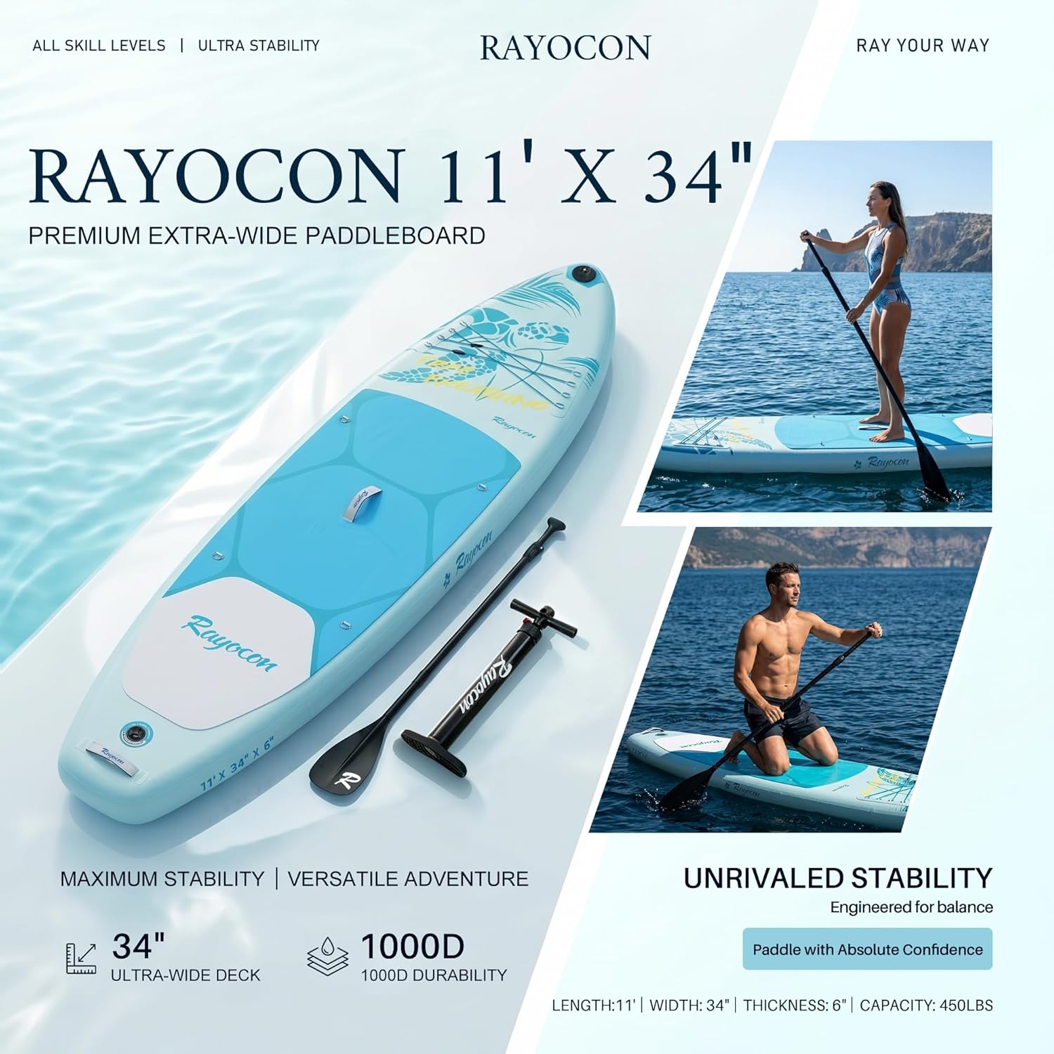 Inflatable Stand Up Paddle Board 11'×34