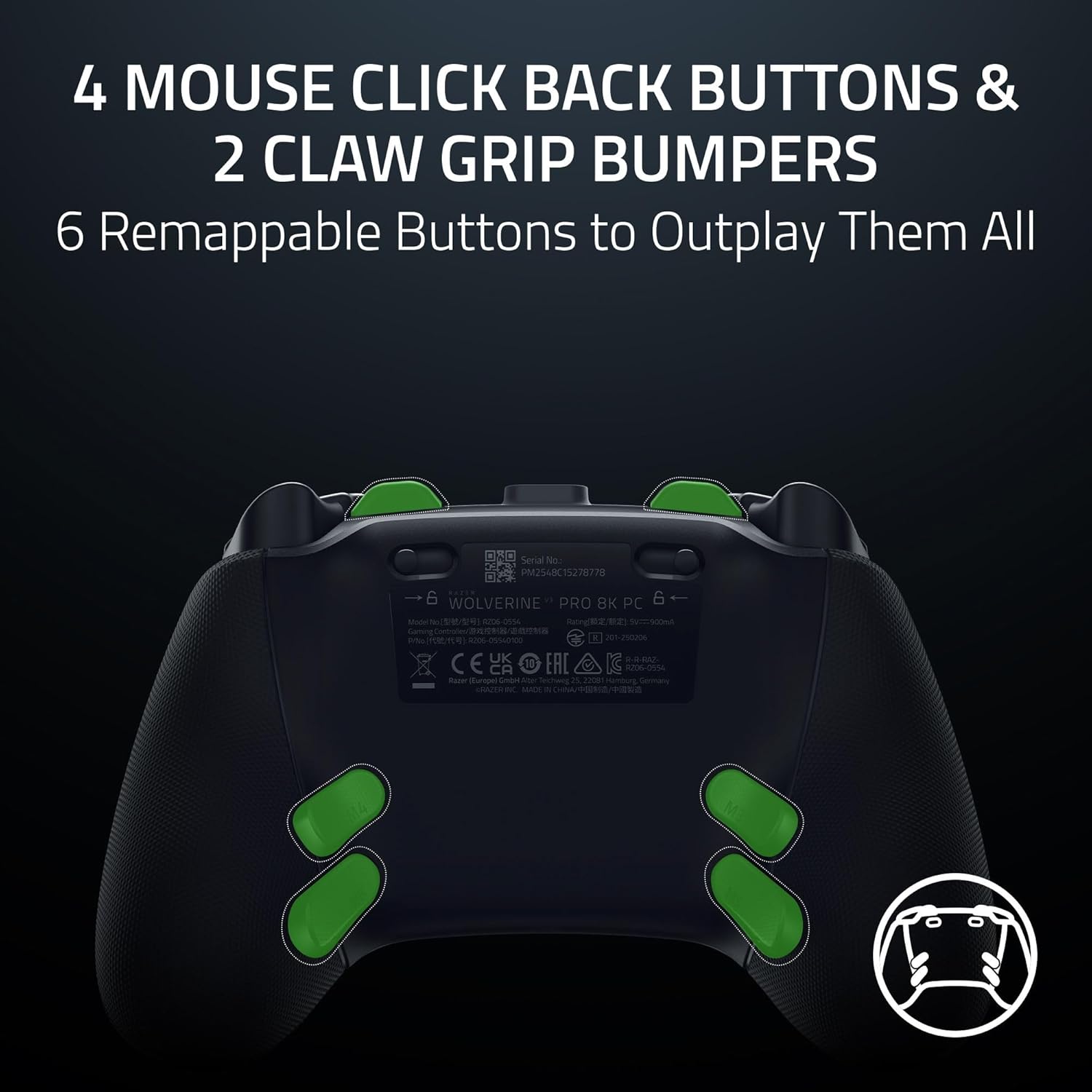 Razer Wolverine V3 Pro 8K PC Wireless Gaming Controller: 8000 Hz Polling Rate - TMR Thumbsticks with Swappable Caps - Up to 36 Hr Battery - 6 Remappable Buttons - Fast Triggers - Carrying Case - Black