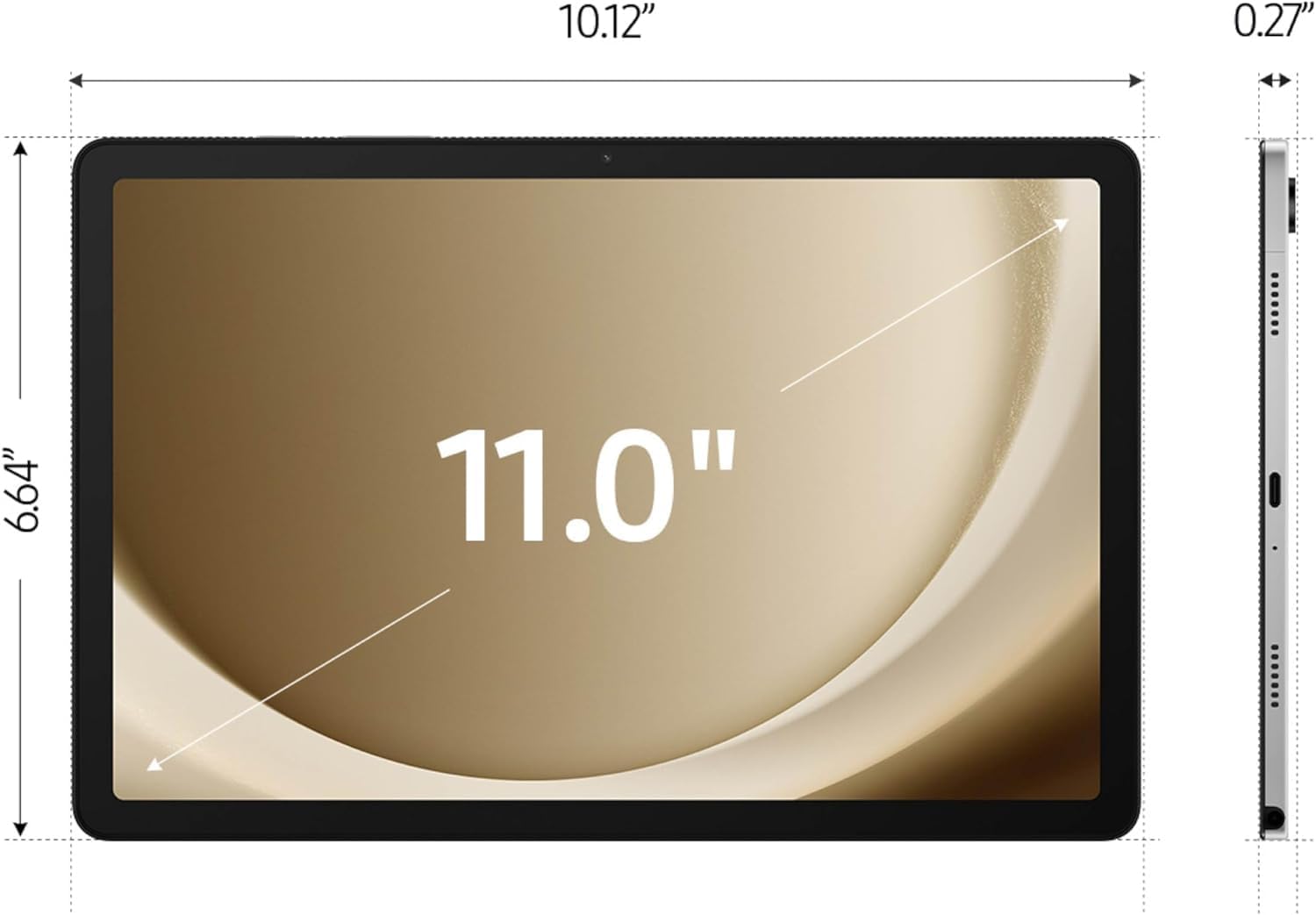 Samsung Galaxy Tab A9+ 10.9'' 128GB Android Tablet, Big Screen, Quad Speakers, Upgraded Chipset, Multi Window Display, Slim, Light, Durable Design, Silver with Accessories