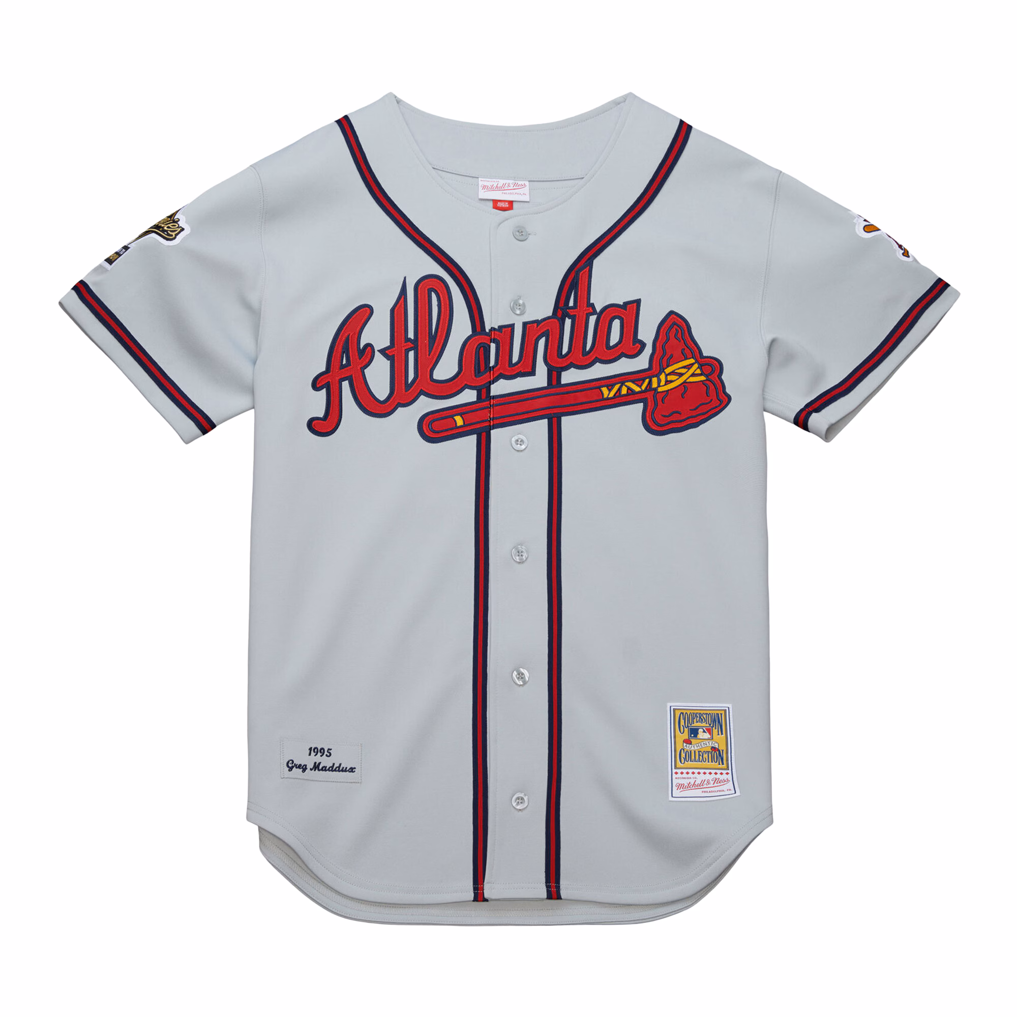 Greg Maddux Atlanta Braves Mitchell & Ness 1995 Throwback Authentic Jersey - Gray