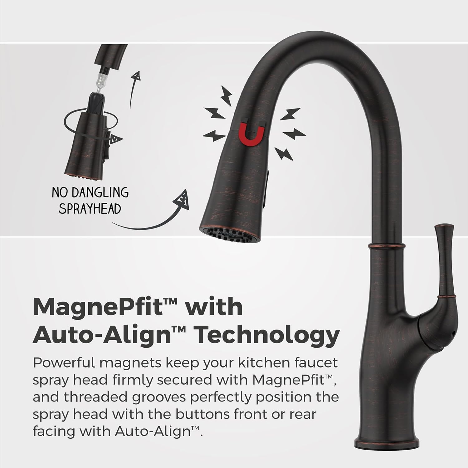Pfister Alderwood Kitchen Faucet with Pull Down Sprayer and Soap Dispenser Single Handle High Arc Spout NSF Certified Tuscan Bronze Finish 360-Degree Swivel F5297AWY