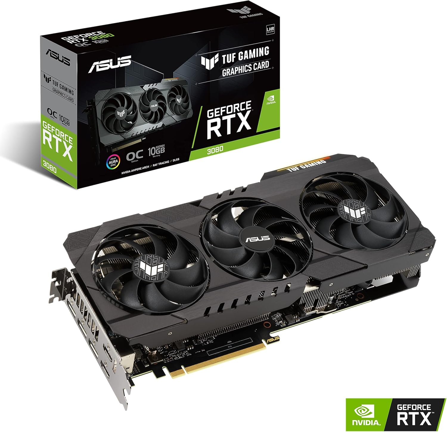 ASUS TUF Gaming NVIDIA GeForce RTX 3080 V2 OC Edition Graphics Card (PCIe 4.0, 10GB GDDR6X, LHR, HDMI 2.1, DisplayPort 1.4a, Dual Ball Bearings, Military-Grade Certification, GPU Tweak II) (Renewed)