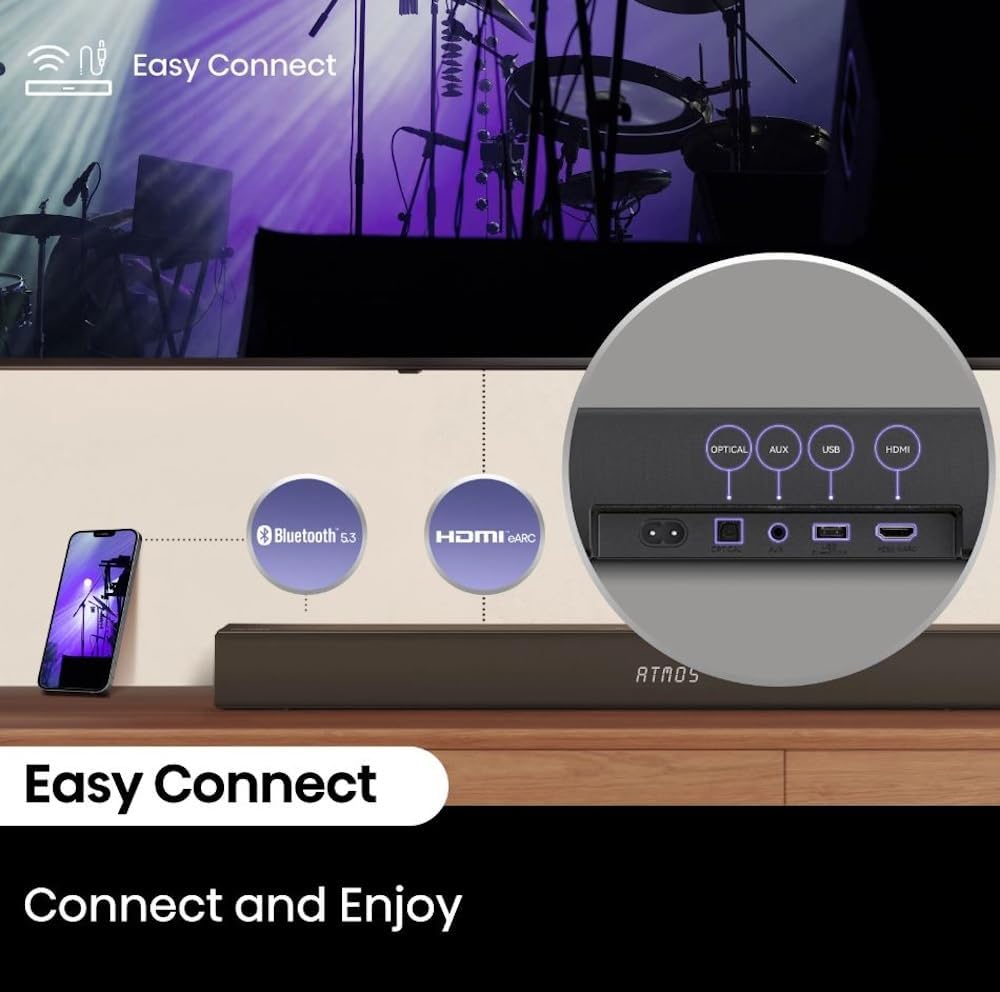 Hisense 5.1 Ch Soundbar with a Total of 440W Output, Rear Surround Speakers, 6.5” Wireless Subwoofer, Dolby Atmos and DTS Virtual X, Easy Connect - R652 (Renewed)