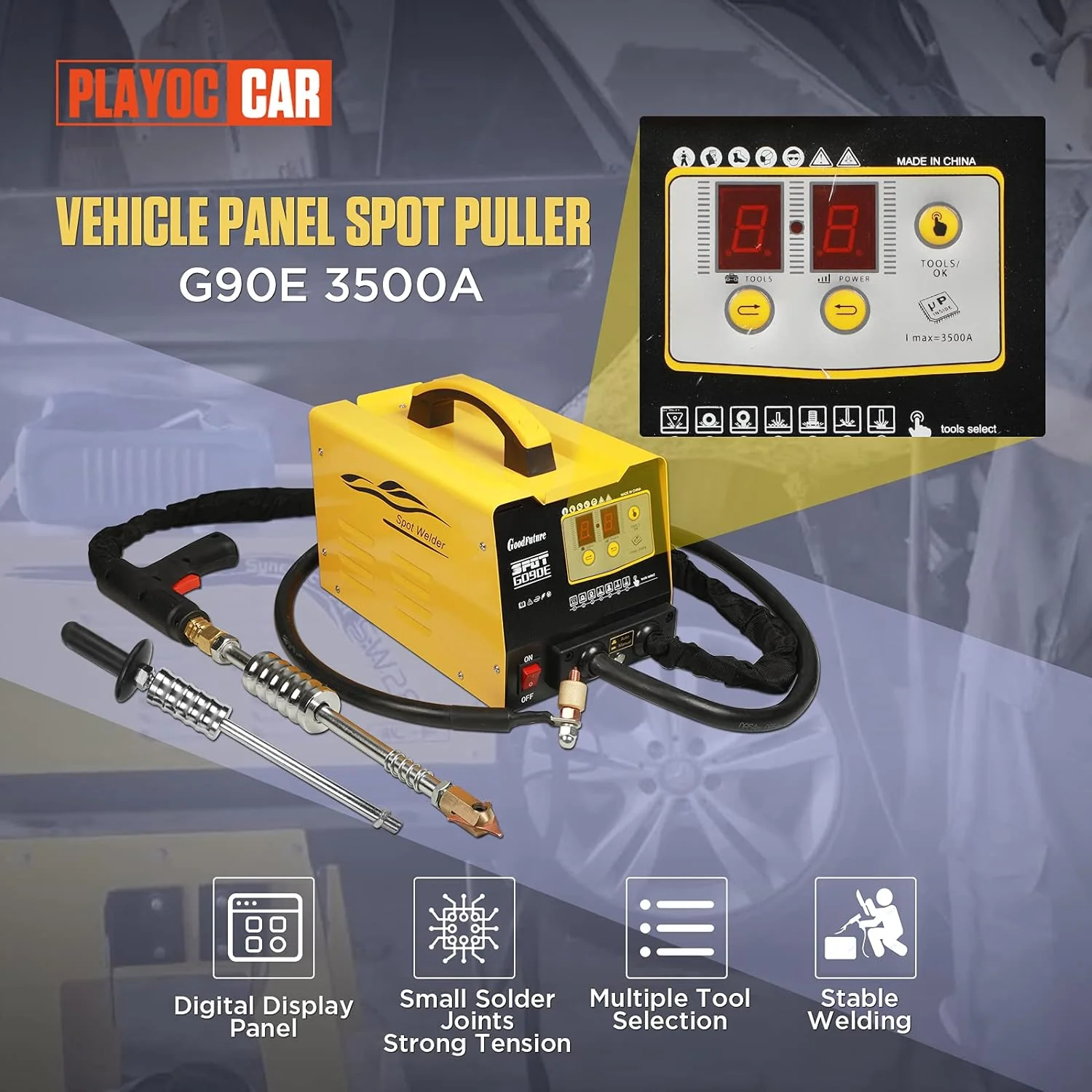 Vehicle Panel Spot Puller Dent Spotter 110V, 3500A Spot Dent Puller Welder, 3KW Car Body Stud Welding Machine Multispot Bonnet Door Repair Tool Kit