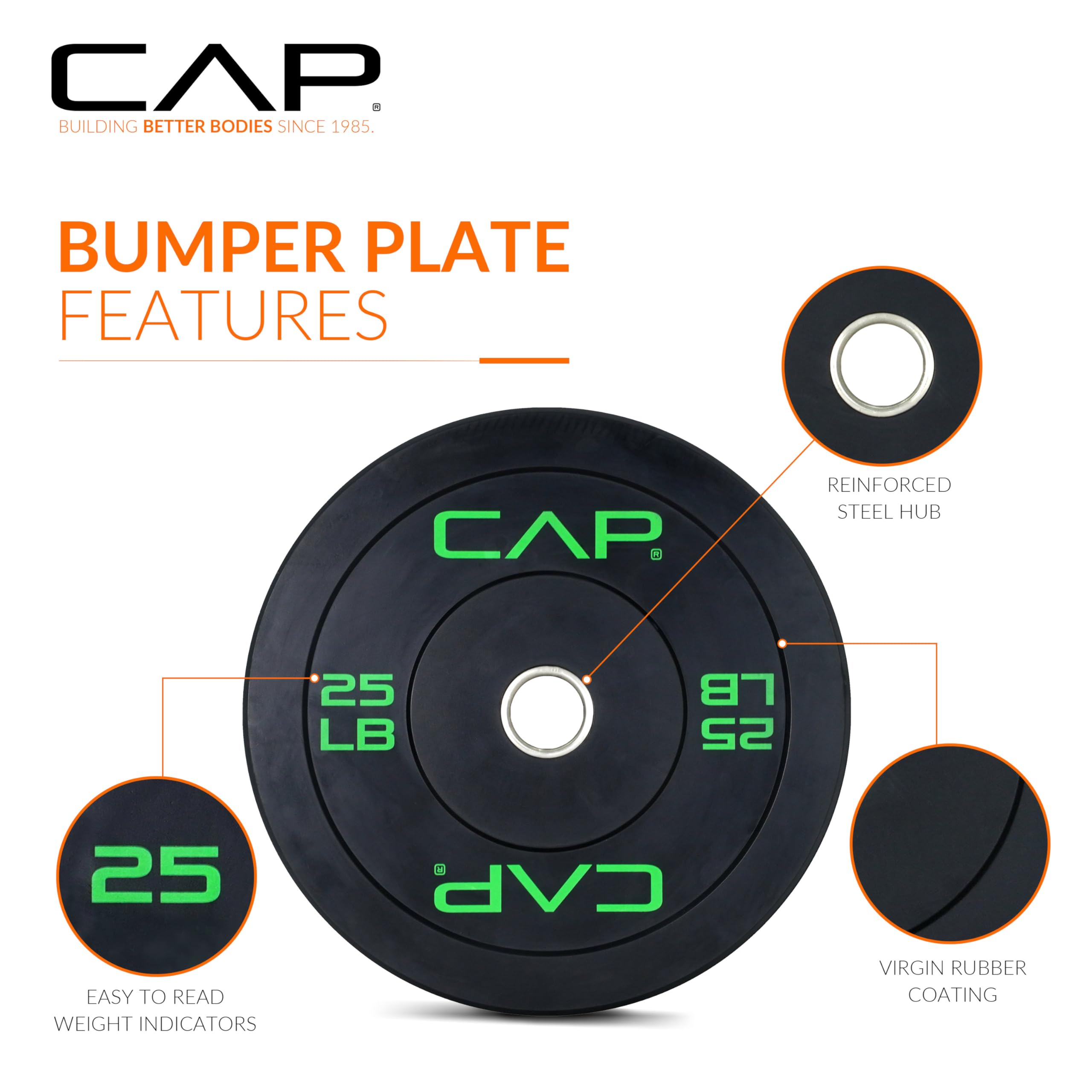 CAP BARBELL CAP 2-Inch Olympic Bumper Plate Set | 100-370 lbs