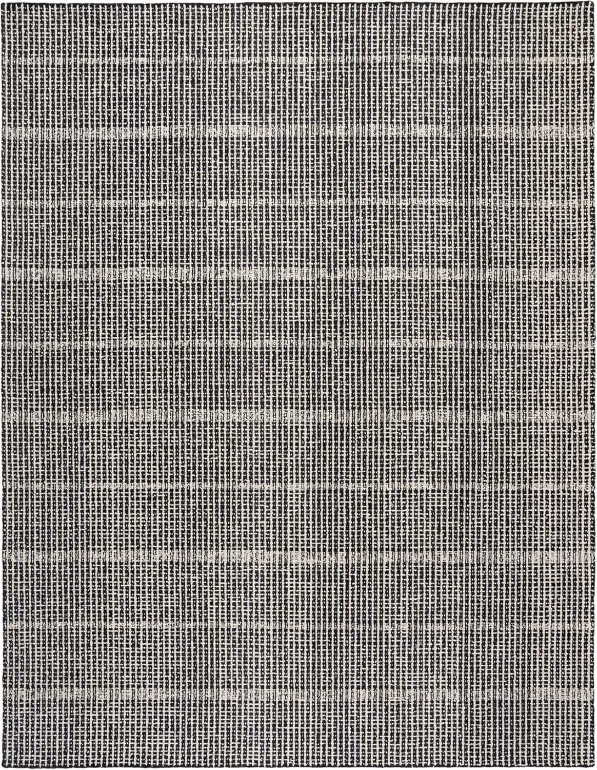 SAFAVIEH Area Rug 8x10 - Abstract Collection - Large - Black & Ivory, Handmade Wool, Ideal for Living Room, Bedroom, Office, Dining Space (ABT482Z)