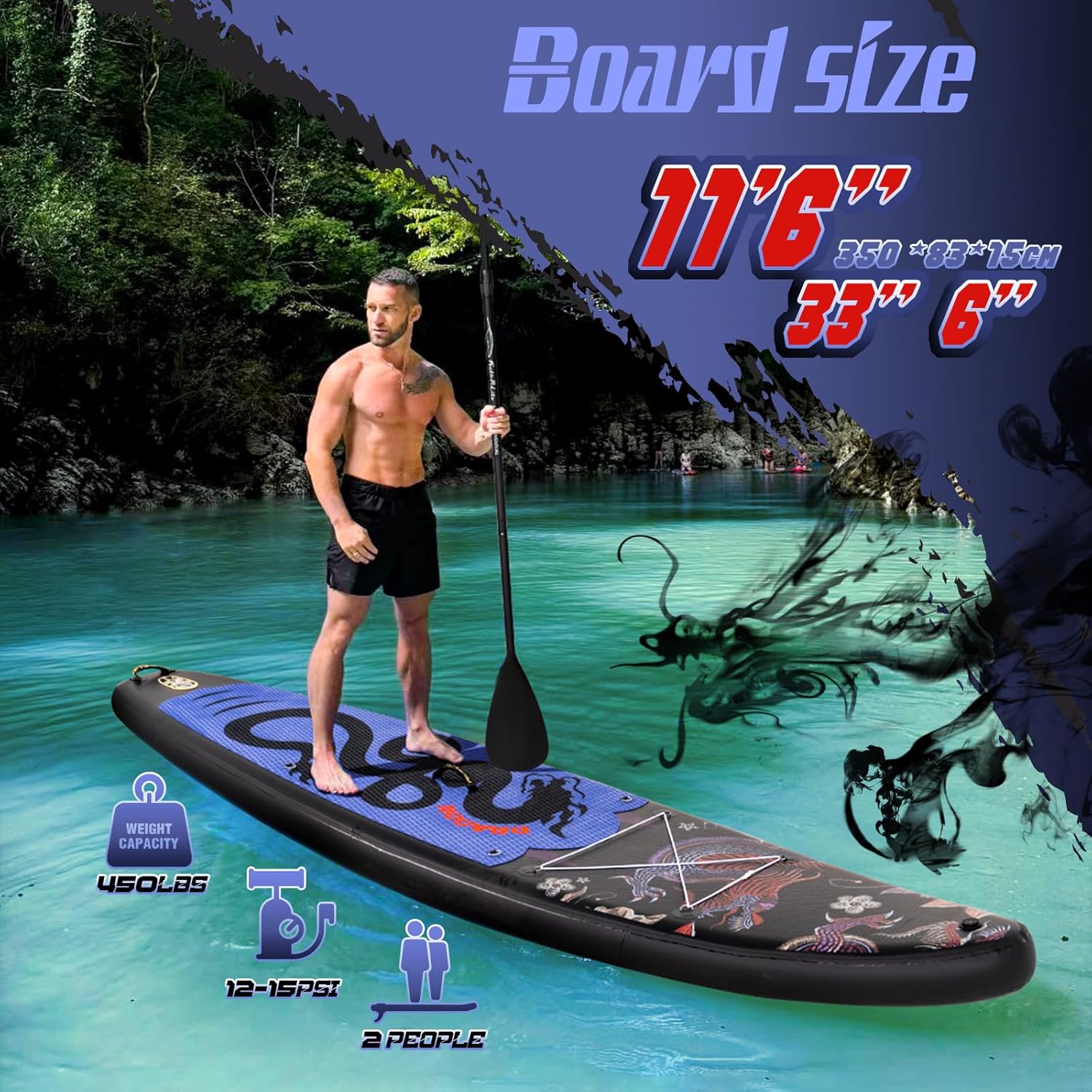 FEATH-R-LITE Inflatable Ultra-Light 10'×30''/10'6''×33'' Stand Up Paddle Board for All Skill Levels with Premium SUP Paddleboard Accessories,Non-Slip Comfort Deck for Youth & Adults