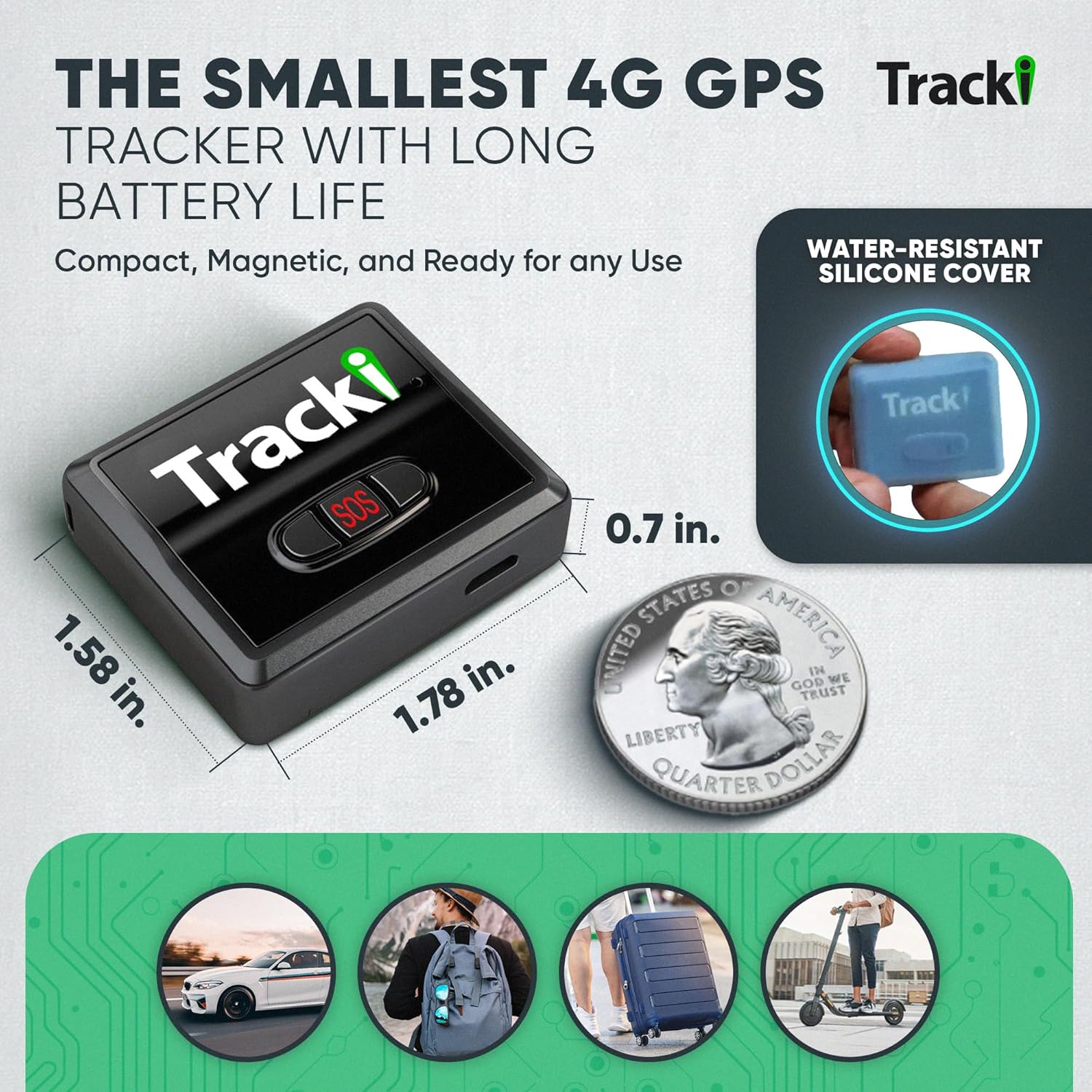 Tracki GPS Tracker for Vehicles – Real-Time 4G LTE Assets & Car Tracking Device with App, Magnetic Mount, Compact Design, Worldwide Coverage – iOS & Android (Tracker 2 Years Subscription Incl.)
