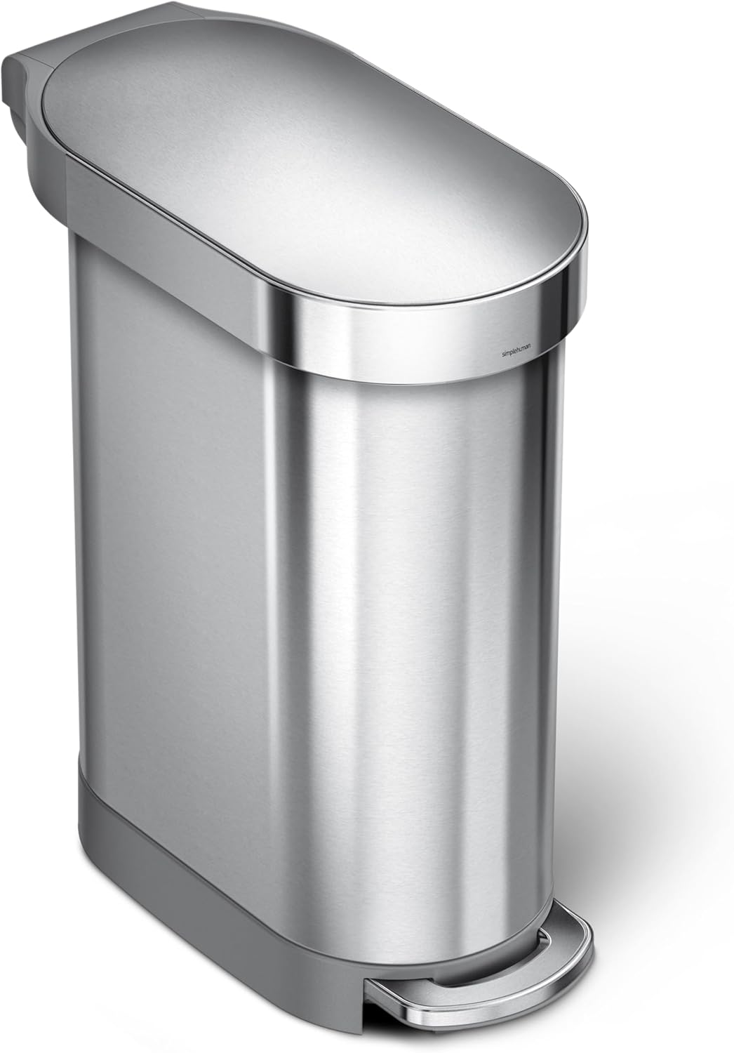 simplehuman 45 Liter / 12 Gallon Slim Hands-Free Kitchen Step Trash Can, Brushed Stainless Steel