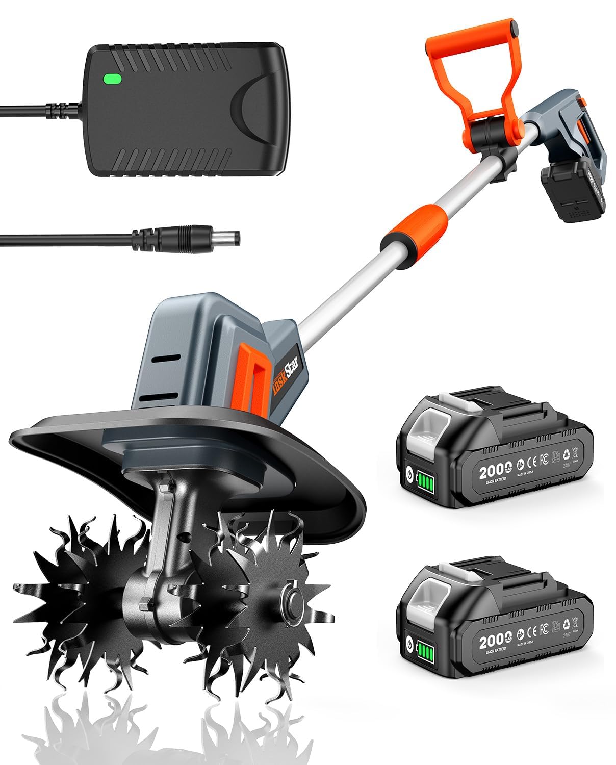 TASKSTAR Cordless Garden Tiller Cultivator - 21V Electric