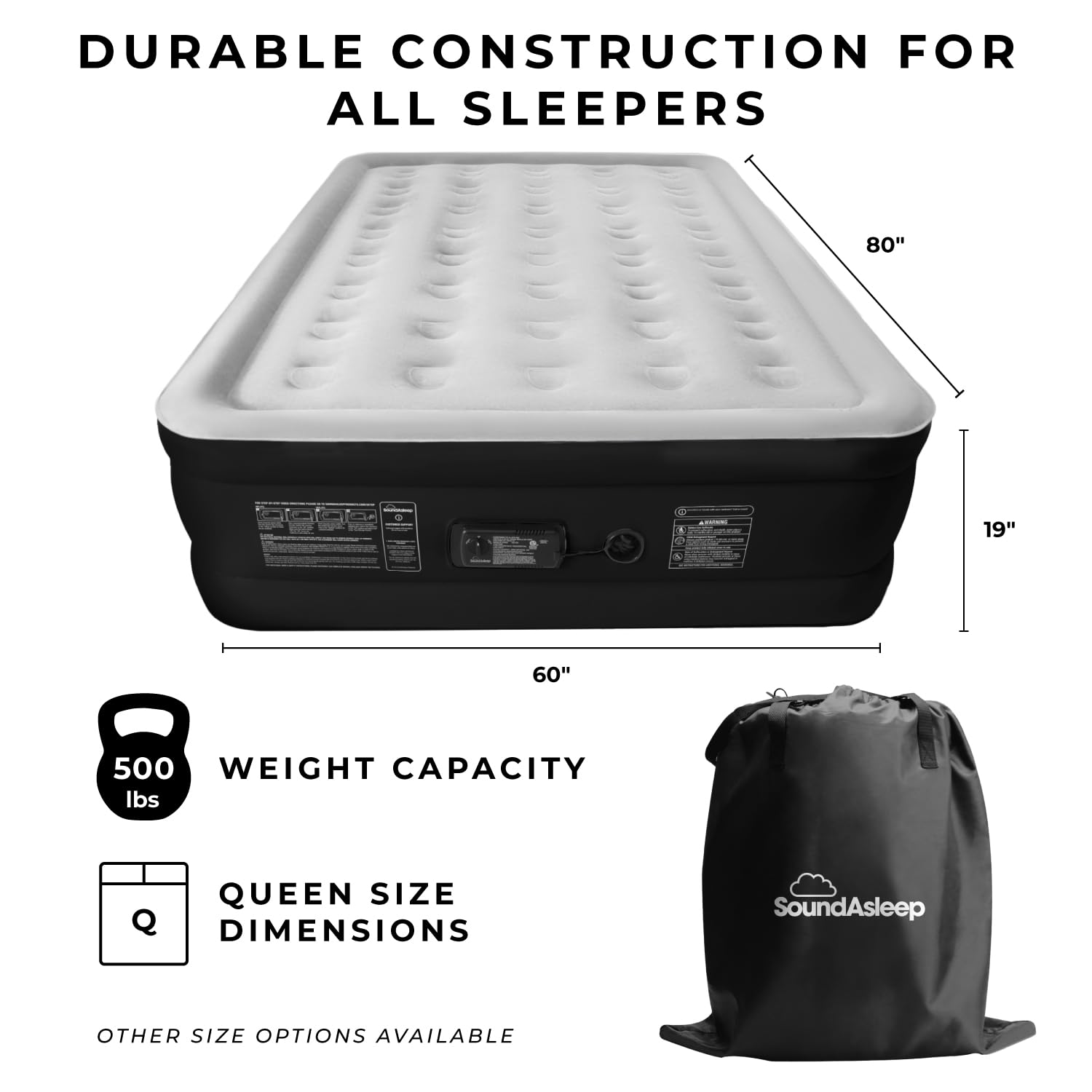 SOUNDASLEEP PRODUCTS SoundAsleep Dream Series Queen Air Mattress with Pump
