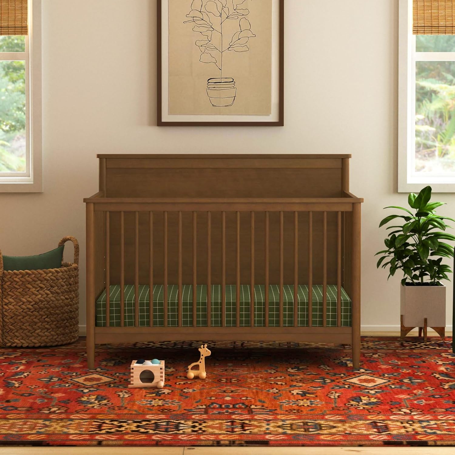 Davinci Frem 4-in-1 Convertible Crib in Walnut, GREENGUARD Gold Certified