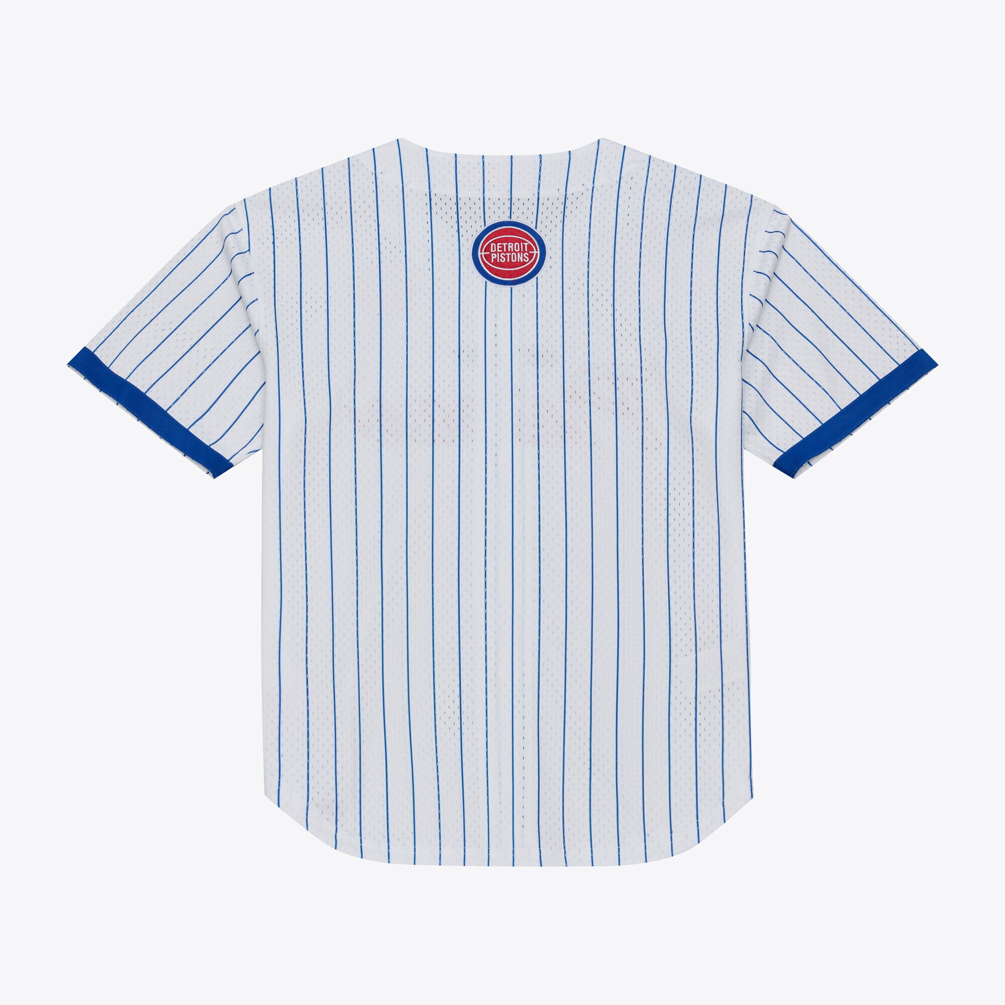 Detroit Pistons Mitchell & Ness Head Coach Pinstripe Mesh Full-Button Baseball Jersey - White