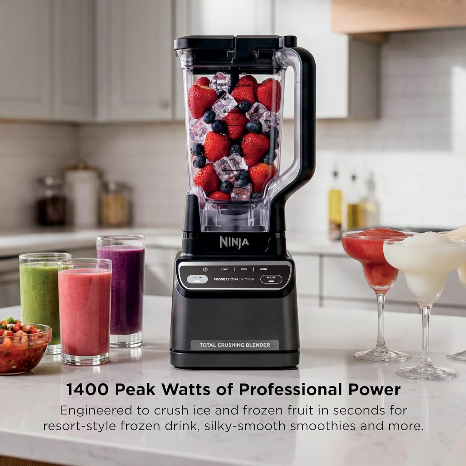 Ninja Professional Blender 2.0 | Smoothie Maker, Drink Mixer, Grinder, Ice Crusher | Total Crushing Technology, Auto-iQ Program, 1200W Power, XL 72-oz. Pitcher | Dark Grey | BR201AMZ
