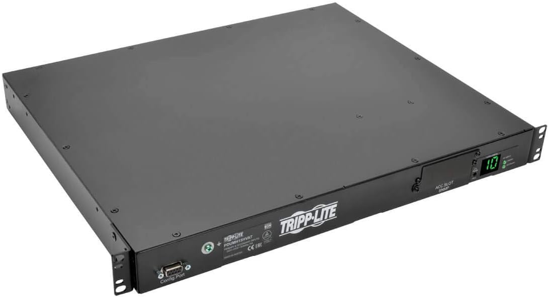 Tripp Lite Metered PDU with ATS, 2/2.4KW Single Phase, 200/240V, 10 Outlet (C13), 2 C14 Input, 3.6M Cords 1U Rack-Mount Power, TAA (PDUMH15HVAT)