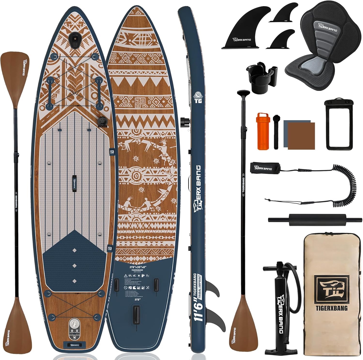 TIGERXBANG Inflatable Stand Up Paddle Board 11'6