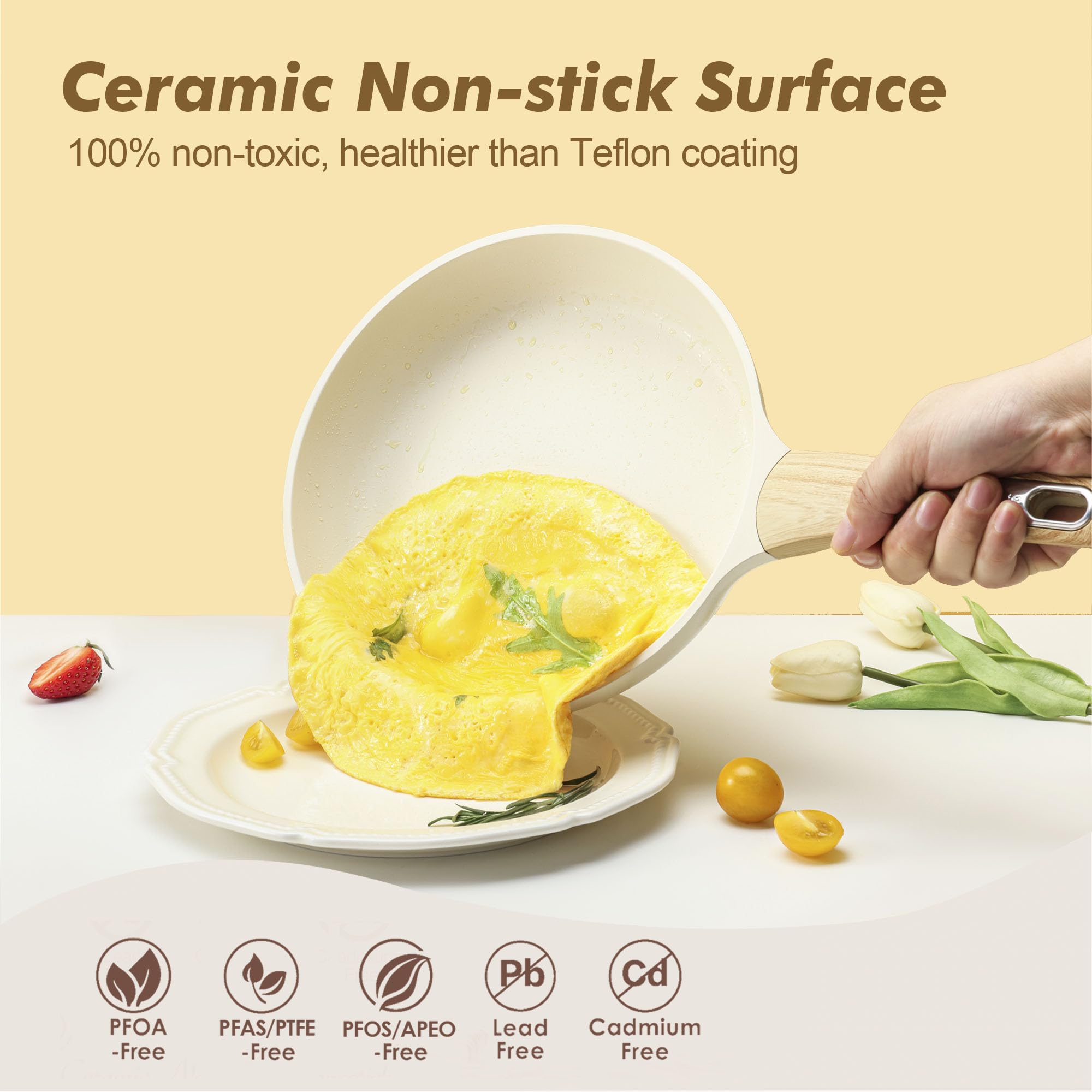 SENSARTE Ceramic Non-Stick Cookware Set, 14 Pieces