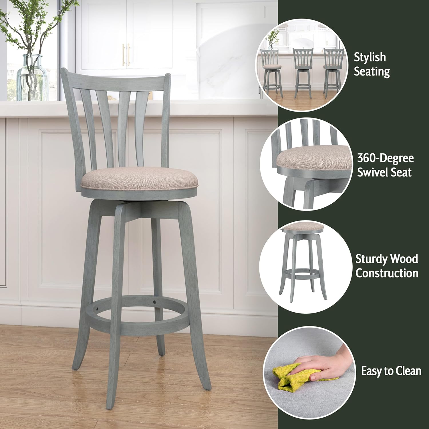 Hillsdale Furniture Savana Wood Bar Height Stool, 30