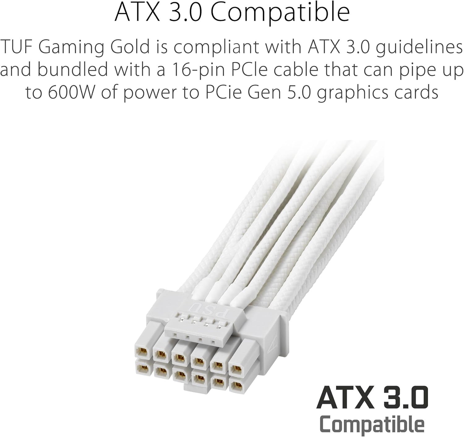 ASUS TUF Gaming 1000W Gold White Edition (1000 Watt, Fully Modular Power Supply, 80+ Gold Certified, Military-Grade Components, Dual Ball Bearing, Axial-tech Fan, PCB Coating, 10 Year Warranty)