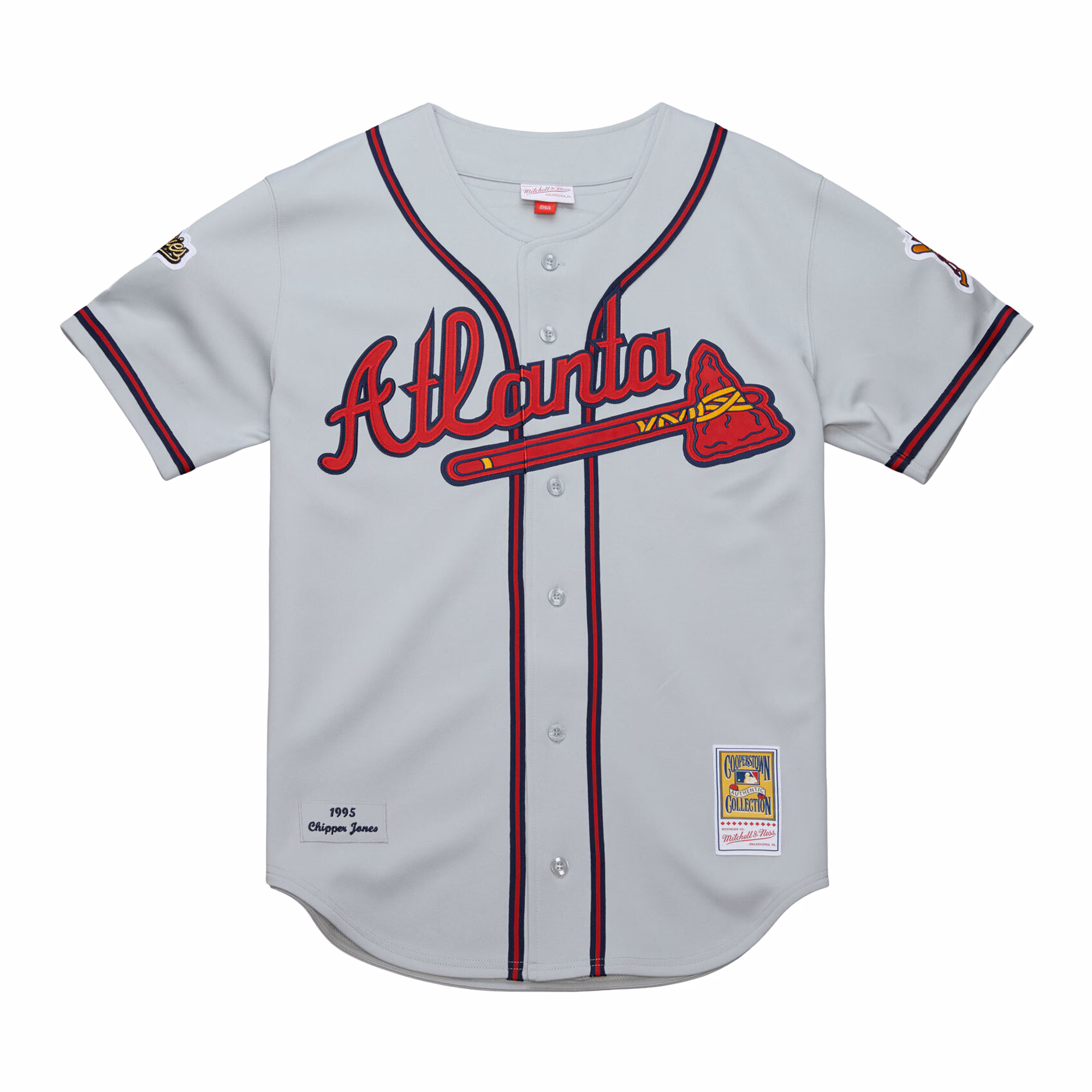 Chipper Jones Atlanta Braves Mitchell & Ness 1995 Throwback Authentic Jersey - Gray