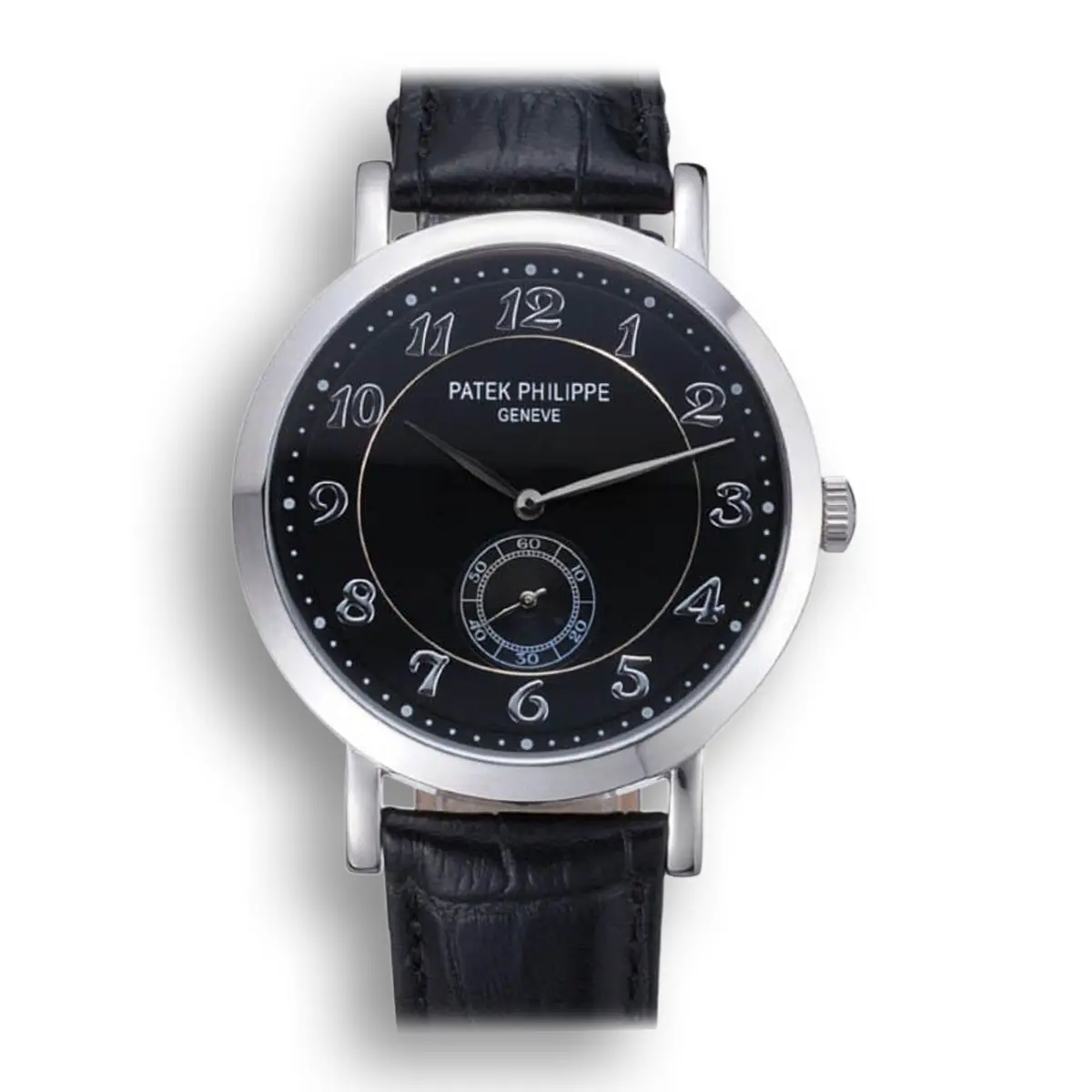 Calatrava Dial Black 42 mm, Stainless Steel