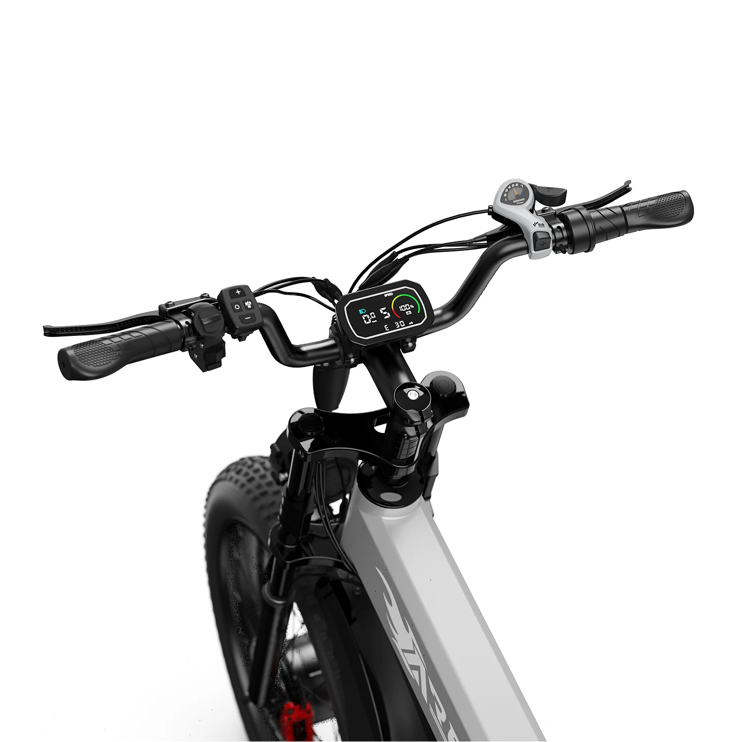 Bicicleta elétrica dobrável de montanha AMYET Ares com motor duplo de 2*1000W, 52V/20Ah - Cinza
