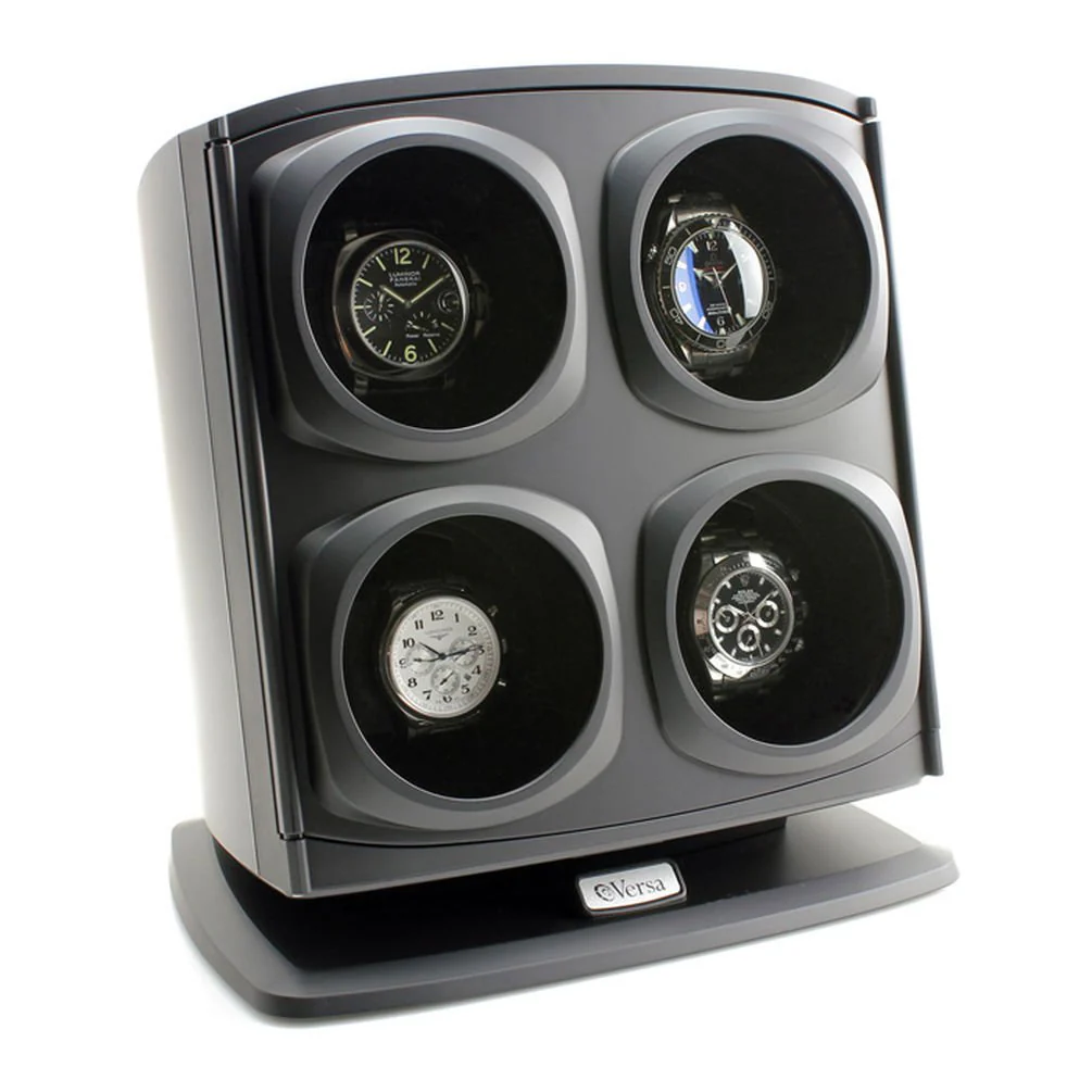 ON SALE Versa Quad Watch Winder in Black – Independently Controlled Settings – Multiple Direction and Timer Settings – Adjustable Watch Pillow – Plenty of Space for Large Watches