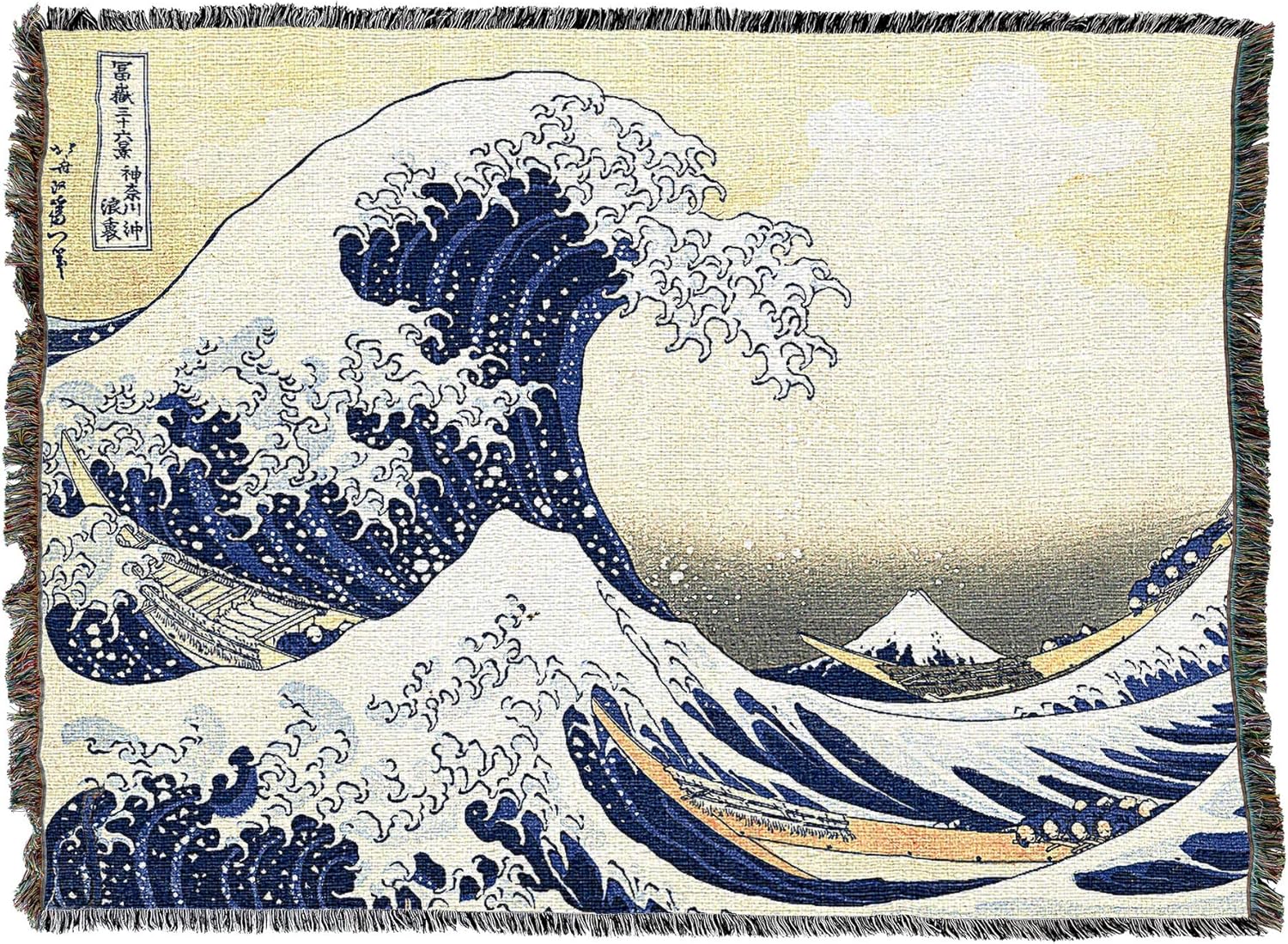 Pure Country Weavers Great Wave of Kanagawa Blanket XL by Katsushika Hokusai - Fine Art Gift Tapestry Throw Woven from Cotton - Made in the USA (82x62)