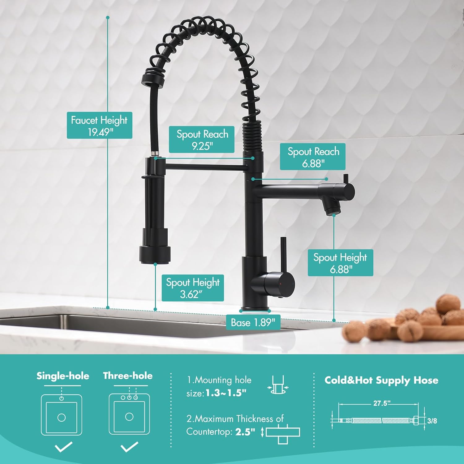 Kitchen Faucet,Kitchen Faucets with Pull Down Sprayer AIMADI Commercial Style Single Handle Matte Black Kitchen Faucet with Sprayer