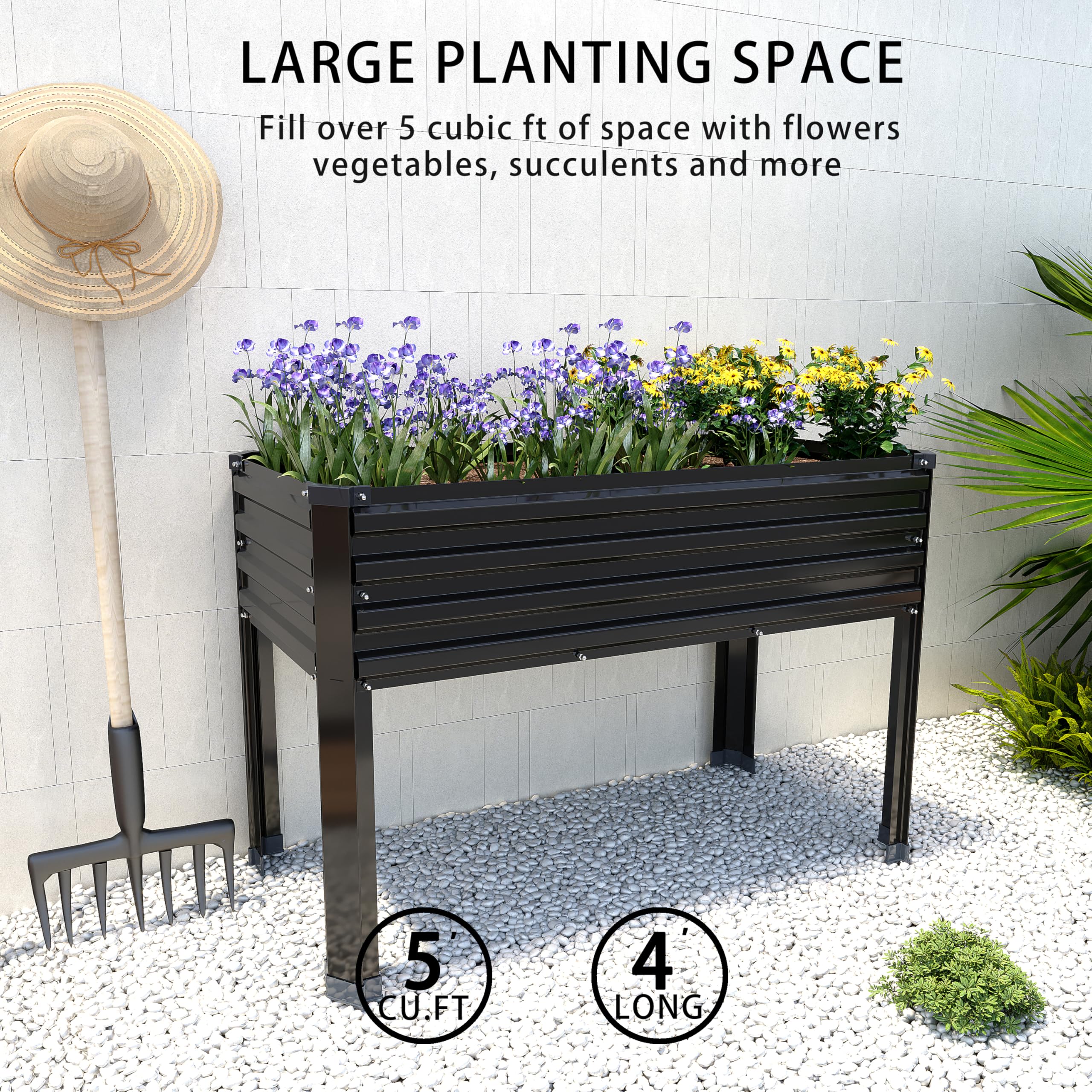 DIIYIV 2PCS Galvanized Elevated Garden Bed with Legs
