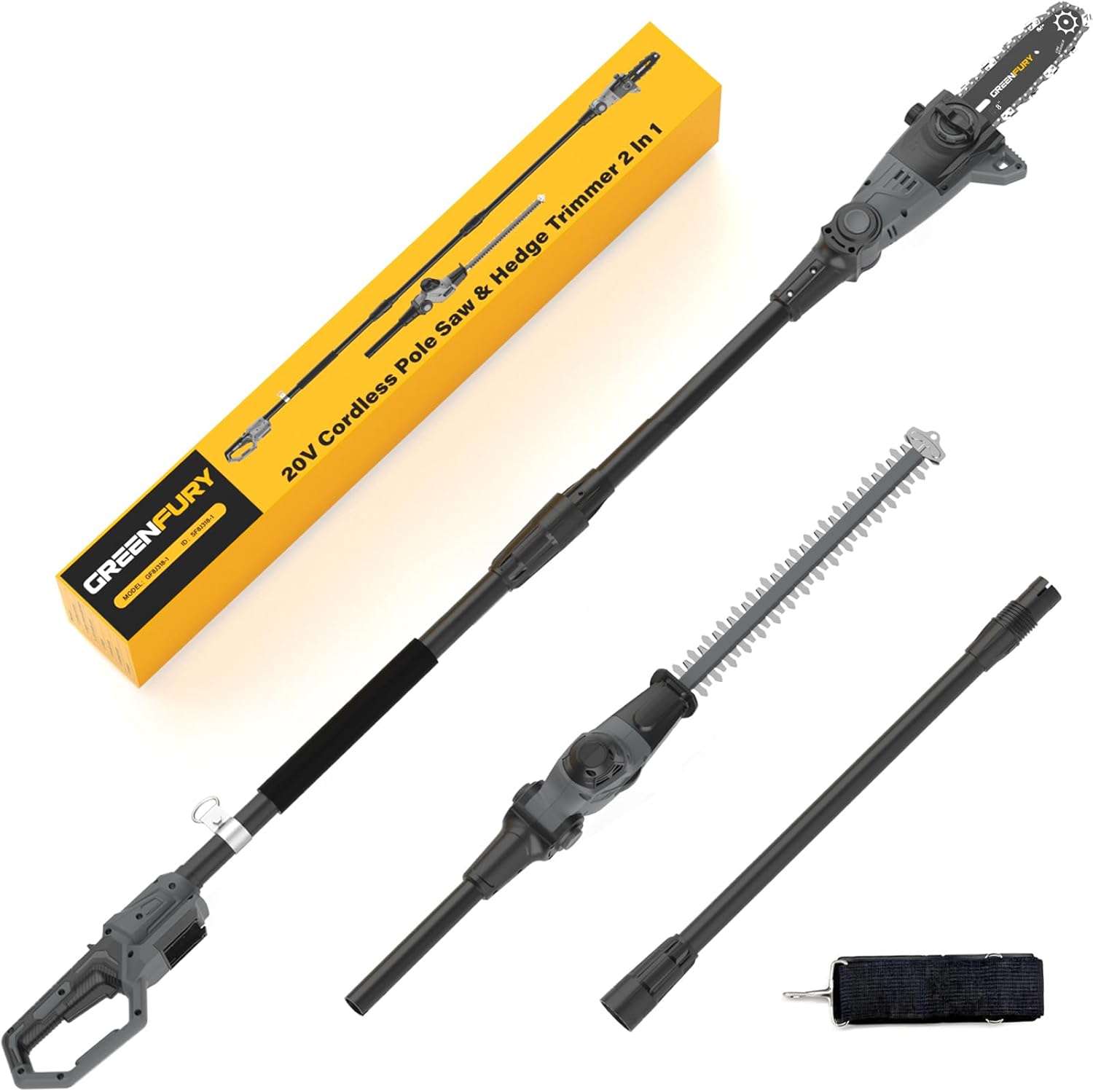 2-in-1 Cordless Pole Saw & Hedge Trimmer Compatible with Dewalt 20V Max Battery, 18