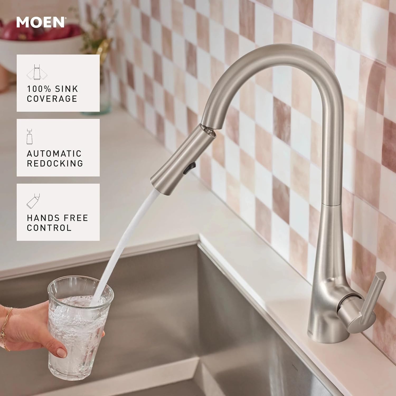 Moen Ronan Spot Resist Stainless Pulldown Kitchen Faucet with SwivelControl™ Wand and Power Clean™ Technology 87918SRS
