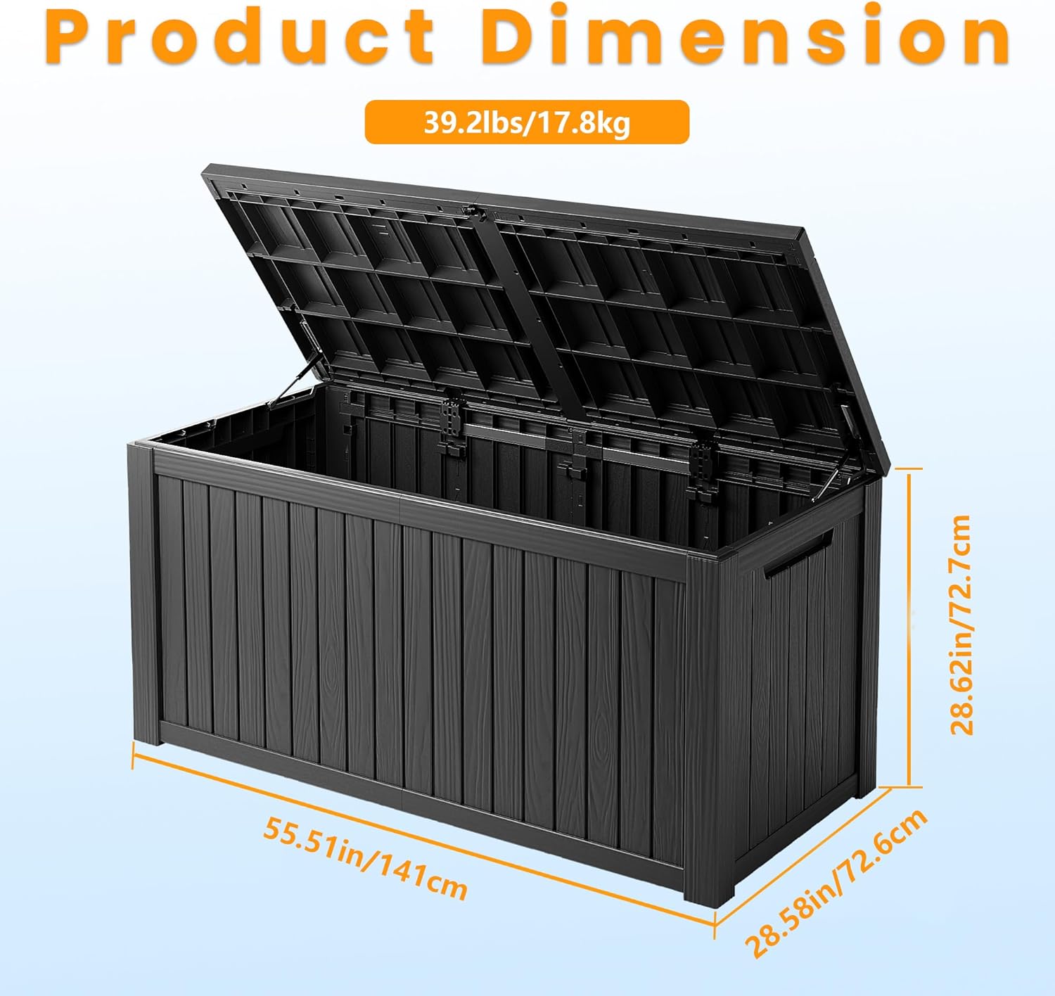 Outdoor Storage Box Waterproof, 200 Gallon Lockable Resin Large Deck Box, Patio Storage Bin for Pool Accessories Cushion Furniture, Garden Tools, UV-Resistant Outside Delivery, Black
